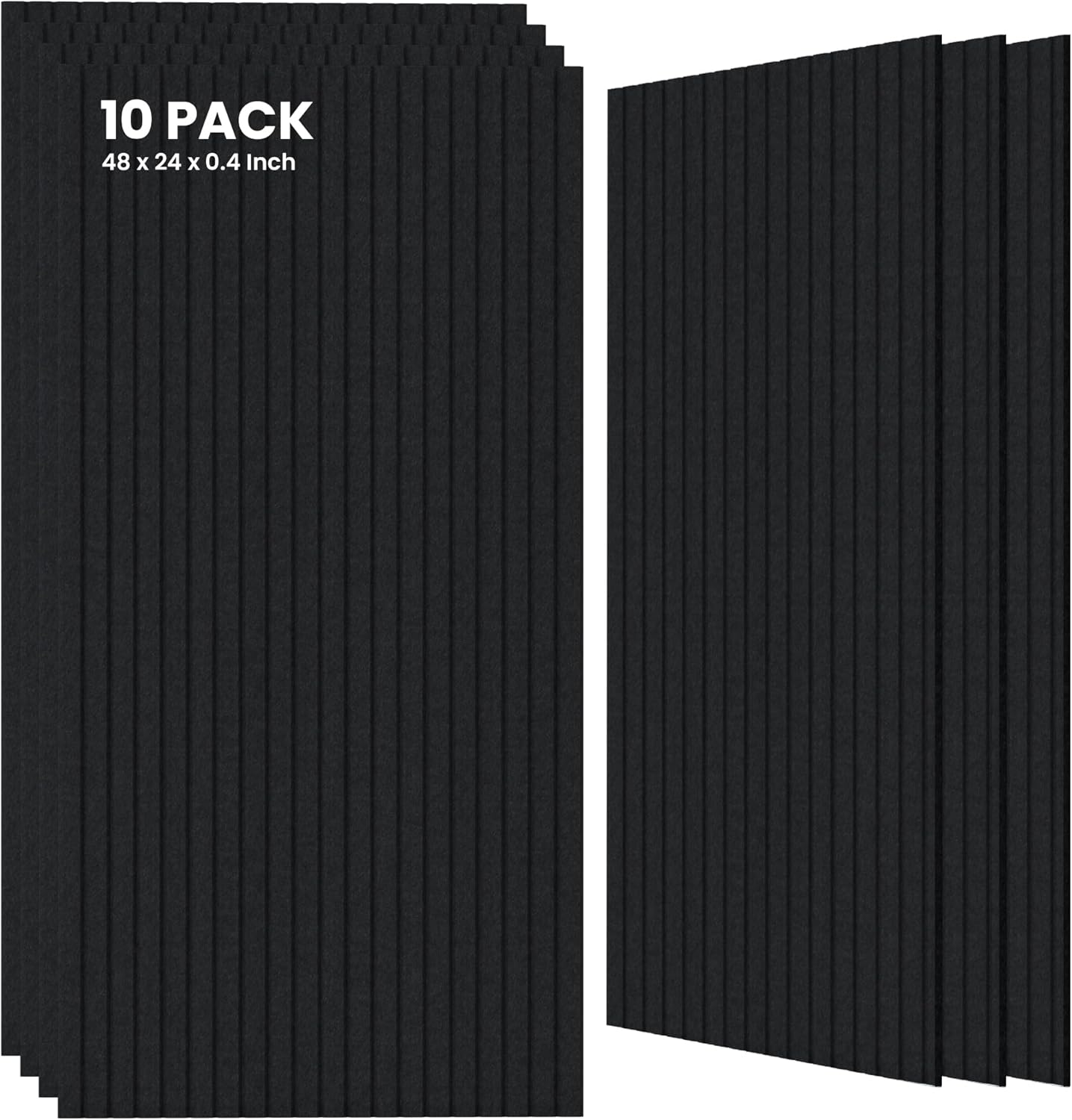 10 Pack Large Acoustic Panels,48 x 24 x 0.4 Inch Sound Proof Foam Panels for Walls，Premium Noise Dampening Panels,Sound Panels for Media Room, Office and Studio,Black