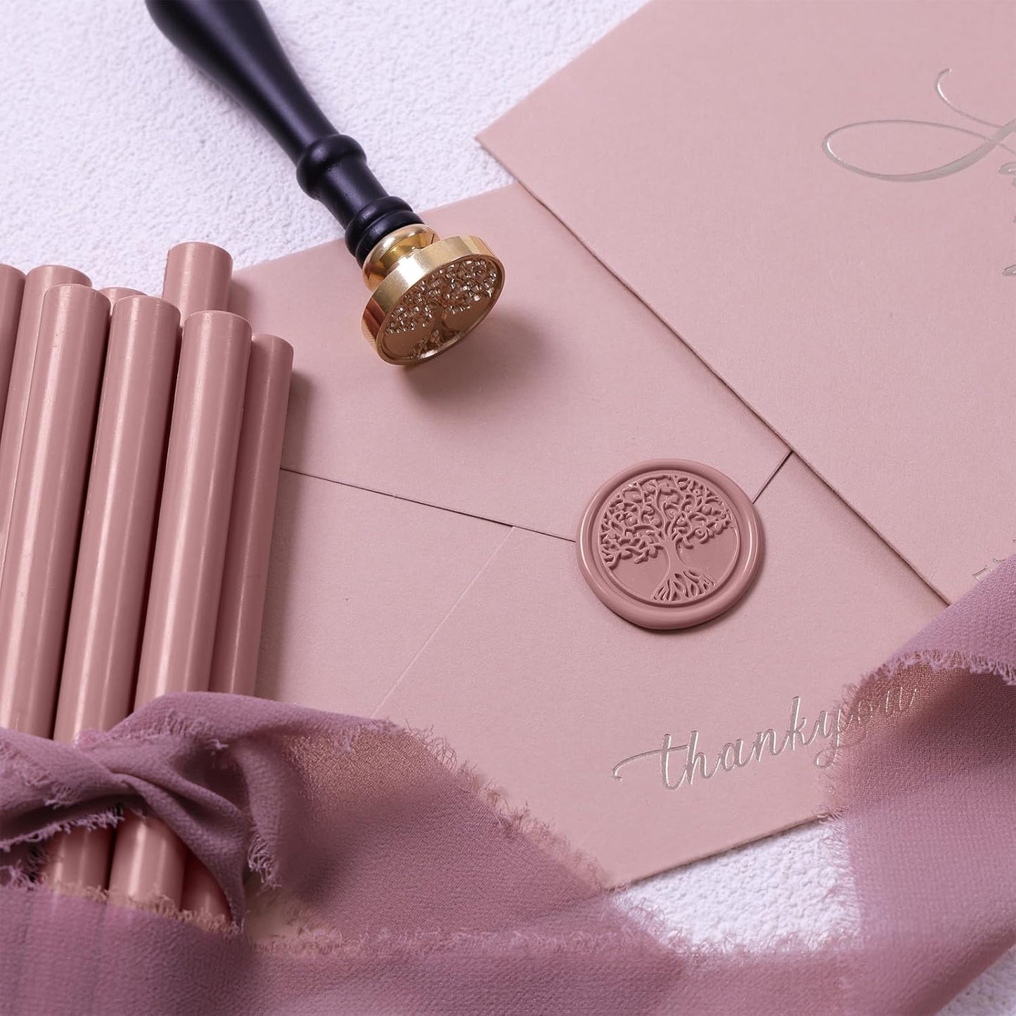 UNIQOOO Dusty Mauve Sealing Wax Sticks for Wax Seal Stamp - Perfect for Wedding Invitations, Cards Envelopes, Snail Mails, Wine Packages, Christmas Gift Ideas, Pack of 8