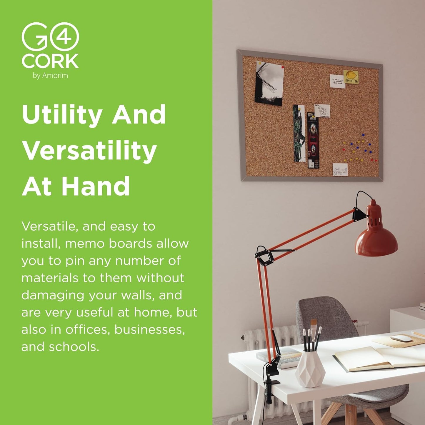 Go4Cork Framed Cork Bulletin Board - 23.6”x 15.7” | Premium Double-Sided Pine Frame Eco Cork Memoboard | Office, Home & Classroom Organization Decor | Pushpins & Set Up Accessories Included