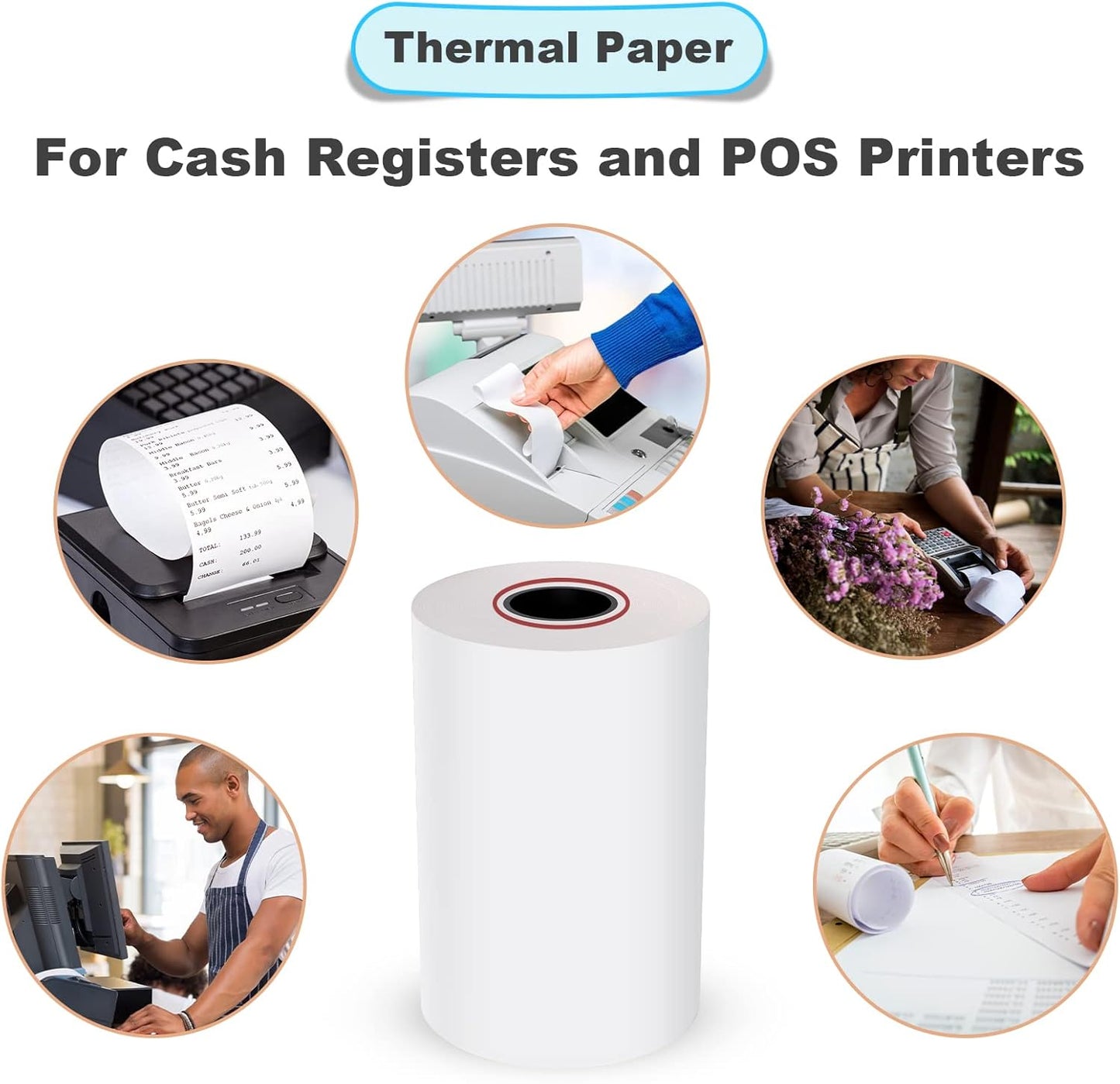 MFLABEL 3-1/8" Thermal Paper Rolls - 10 Rolls x 230ft, Compatible with Star Micronics, Epson, IBM & POS Receipt Printers | Smudge-Proof 80mm Credit Card Paper for Clear Transactions