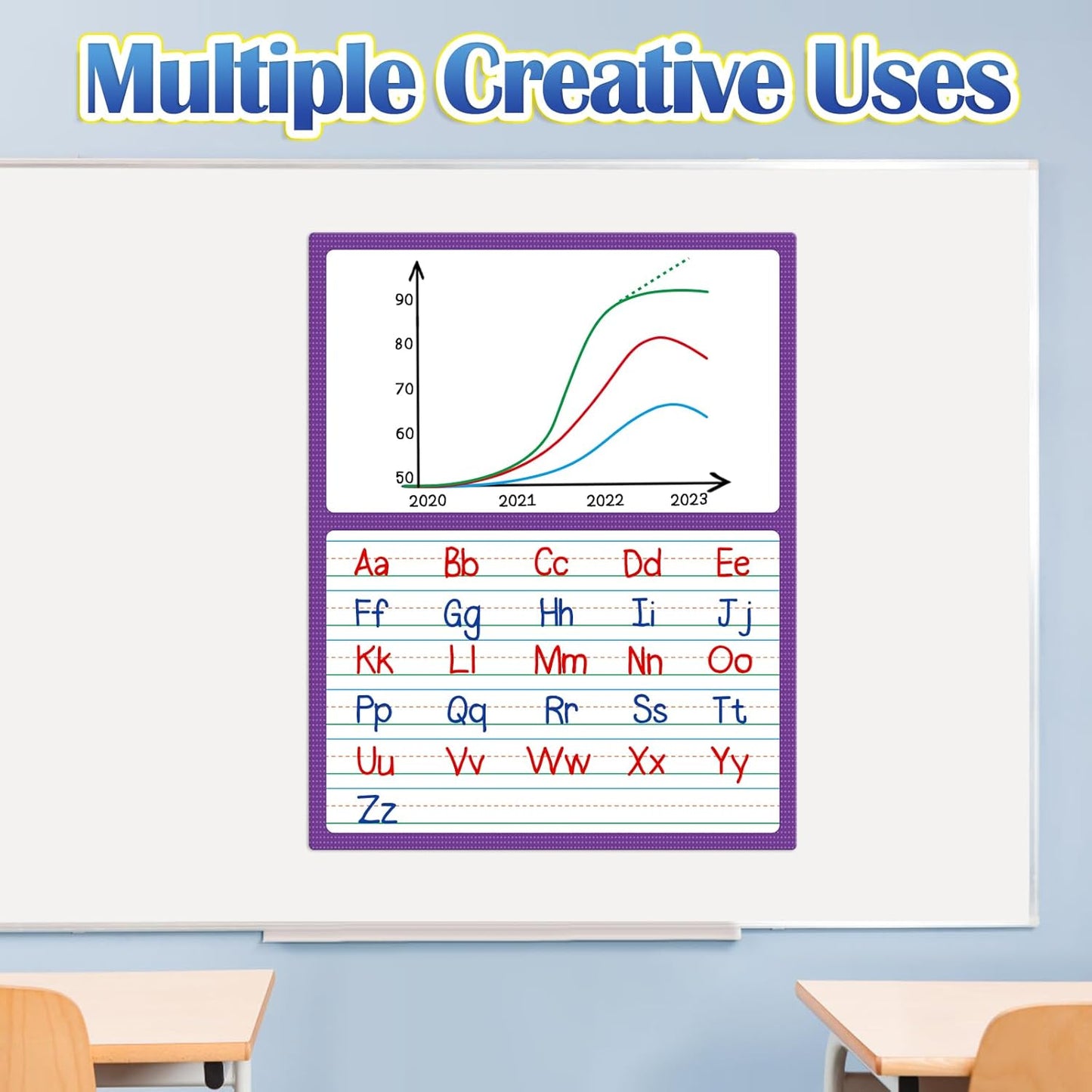 Aizweb Giant Magnetic Draw & Write Paper,Dry Erase Handwriting Lined for Classroom Whiteboard Accessories, Writing Chart Paper Teacher Must Have Homeschool Teaching Supplies,Teacher Essential