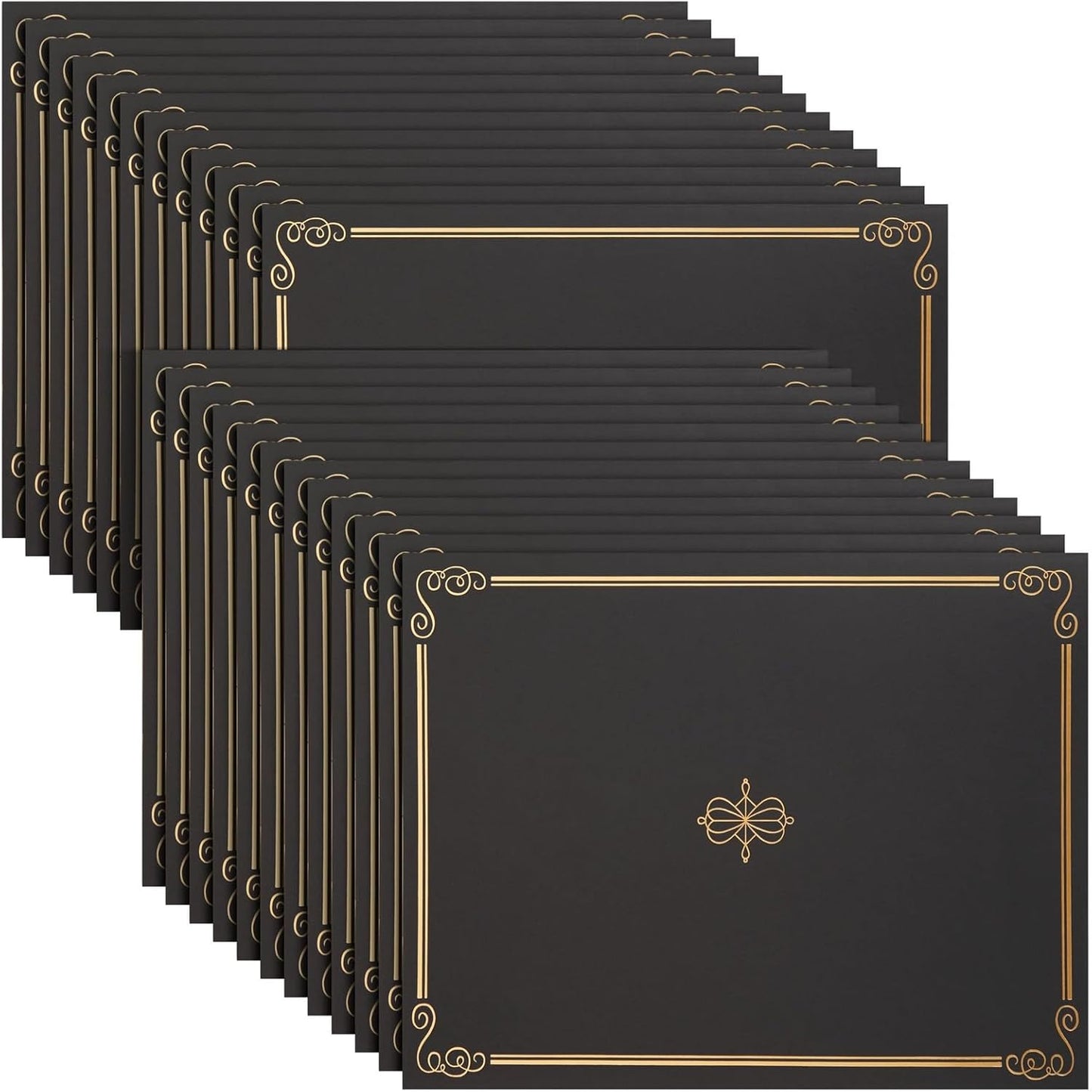 24-Pack Black Certificate Holders with Elegant Gold Foil Design for Letter-Size 8.5 x 11 Documents, Achievements, Certificates, Graduation Diploma Cover (11.2 x 8.8 in)
