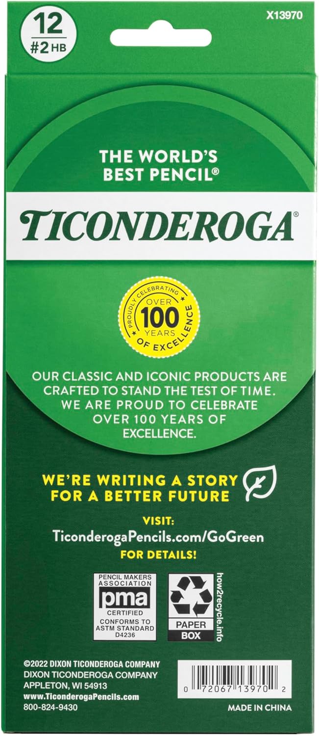 Ticonderoga Noir Black Wood-Cased #2 Pencils, Holographic Design, 12 Count