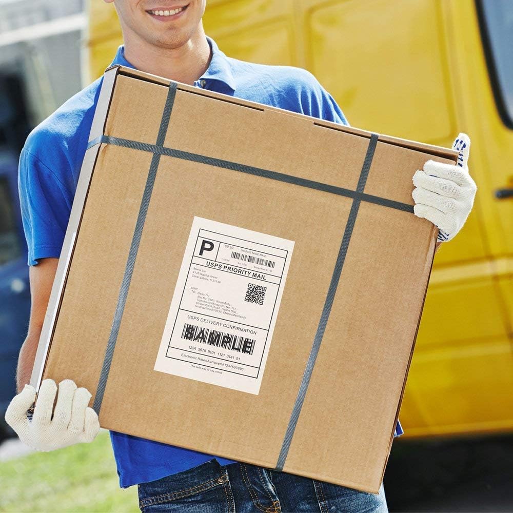 MFLABEL Fanfold 4" x 6" Direct Thermal Labels White Perforated Shipping Labels (2 Stacks)