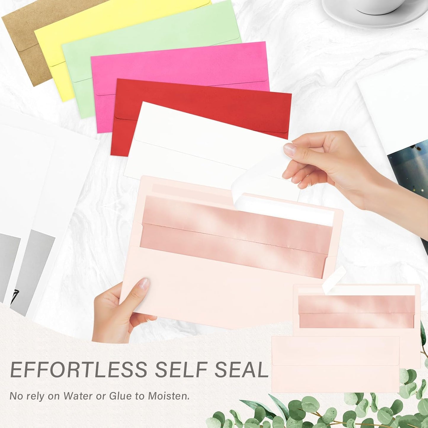 50 Pack #10 Business Envelopes, Self Seal Standard Blush Pink Envelopes with Rose Gold Foil Lining for Secure Business & Legal Mailing, Office, Checks, Letter, Invoices, 4 1/8 x 9 1/2 Inches