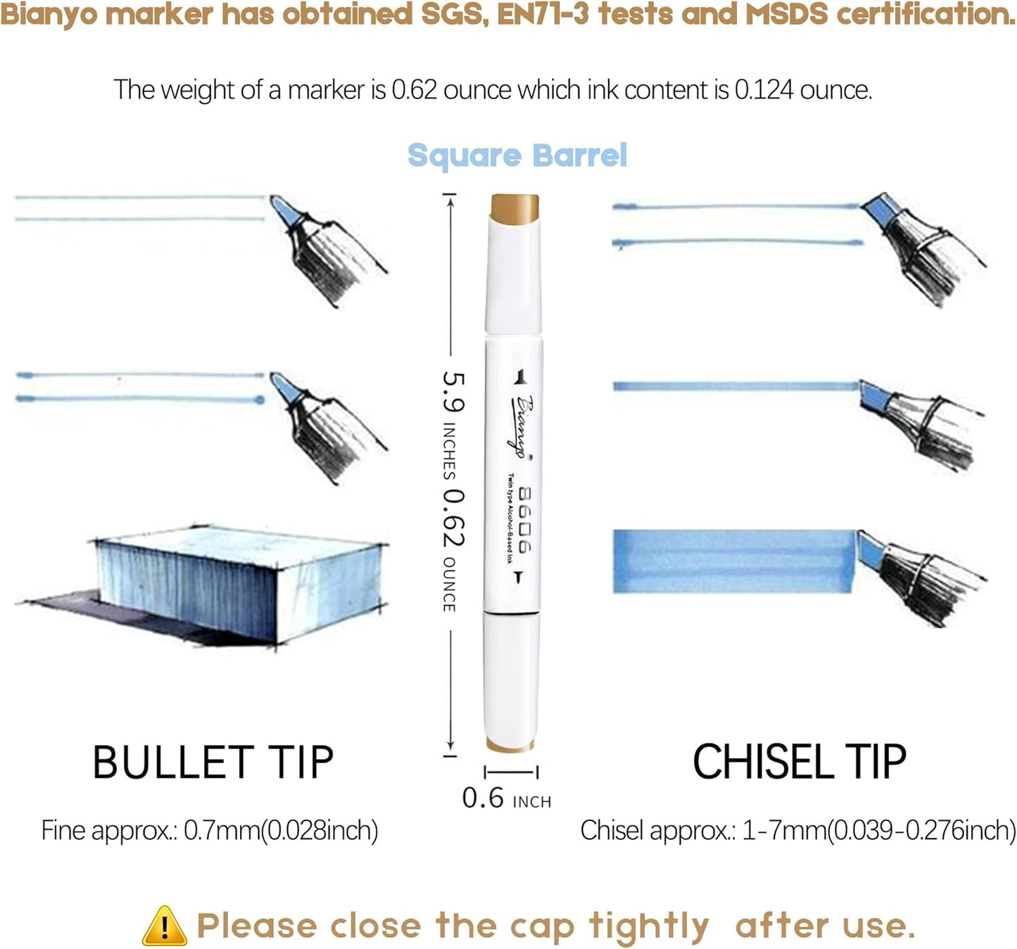 Bianyo 72 Pastel Markers Alcohol Marker Set, Dual Tip Art Markers Set, Alcohol-Based Ink Permanent Marker with Premium Grey Bag for Adults, Kids, Amateurs, Coloring, Drawing, Outlining, highlighting