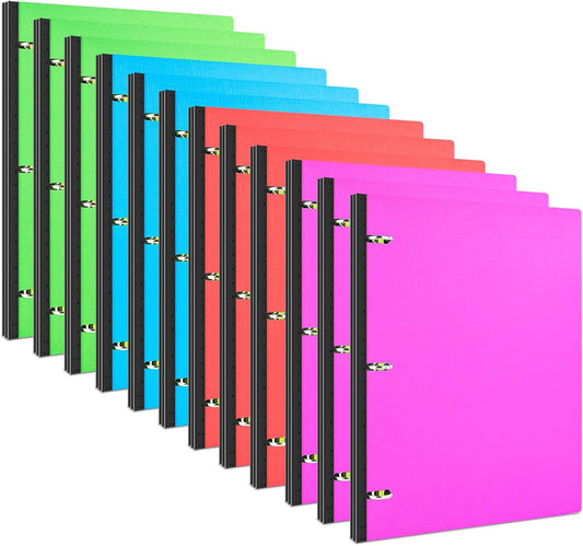 INFUN Telescoping 3 Ring Binder - 12 PCS, Portable 0.75 inch Plastic 3 Ring Binder with Telescoping Spine ，Binders with Foldable Front Cover Holds 8.5" x 11" Paper for School,Office and Homes