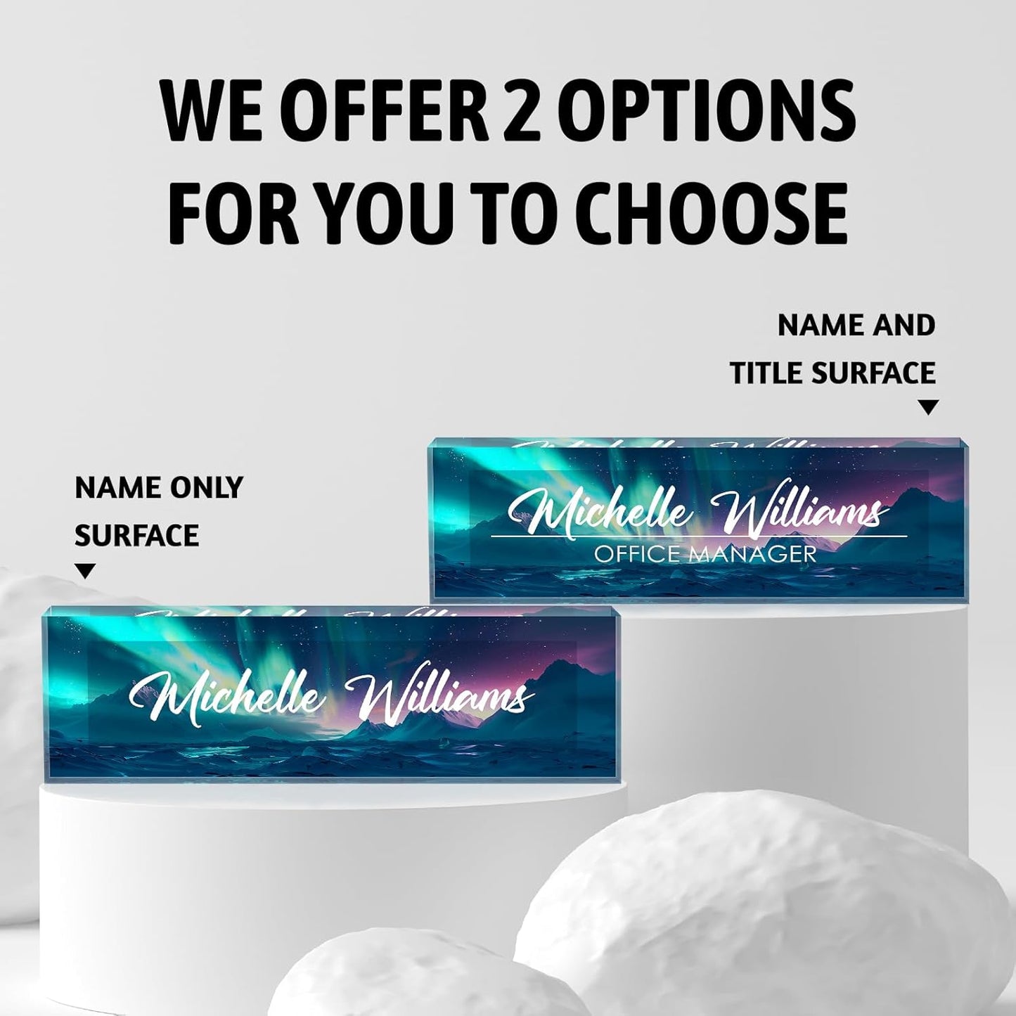 Personalized Name Plate for Desk, Custom Desk Name Plate, Acrylic Name Plate Office Desk Accessories, Personalized Office Gifts for Coworkers Teachers, Employee Appreciation Gifts (Blue Aurora)