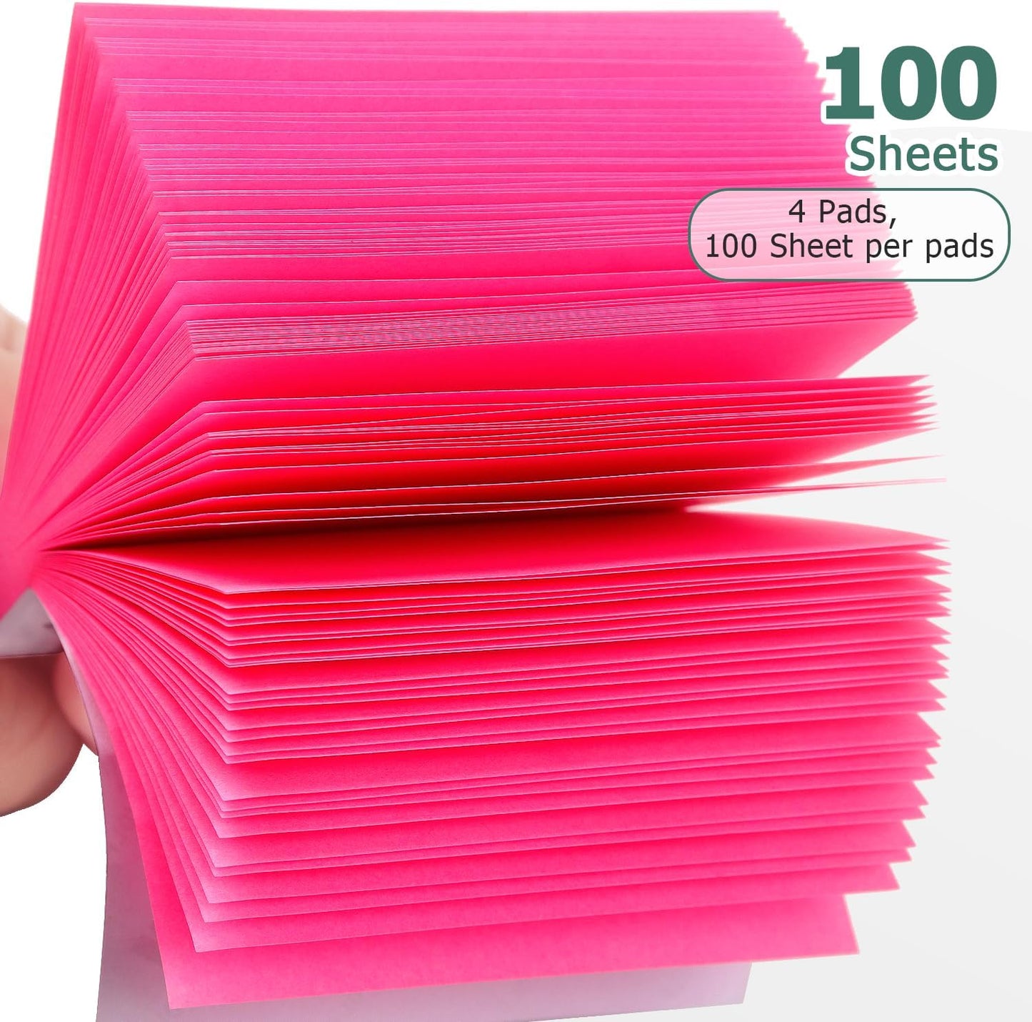 Sticky Notes 3x3 Self-Stick Notes Bright Colors Sticky Notes 4 Pads 100 Sheets/Pad (Rose Red)