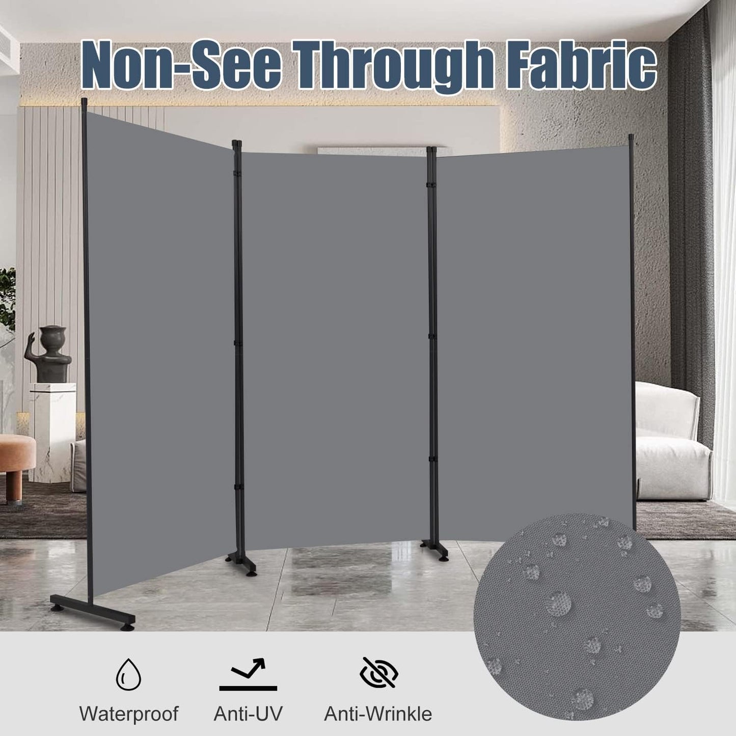 Room Divider 6ft Room Dividers and Folding Privacy Screens, 3 Panel Partition Room Divider Fabric Panel, Indoor Wall Divider for Room Separation Freestanding Space Separators for Bedroom Office Studio