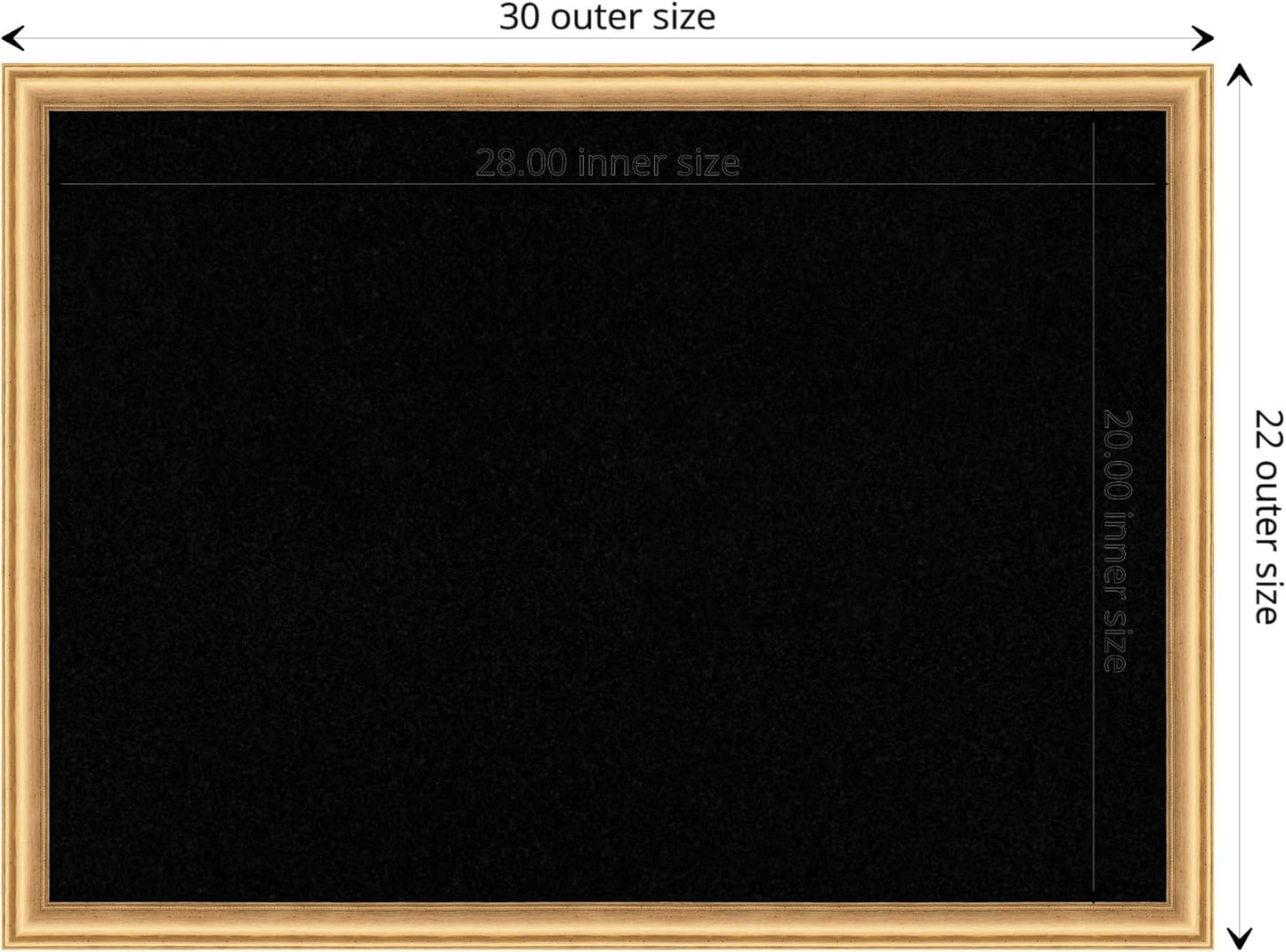 Amanti Art Black Cork Board for Wall, 22x30 Vision Board with Gold Wood Frame, Medium Corkboard Office Decor for Home Organization, Casual Corkboard Pinboard to display items for home organization