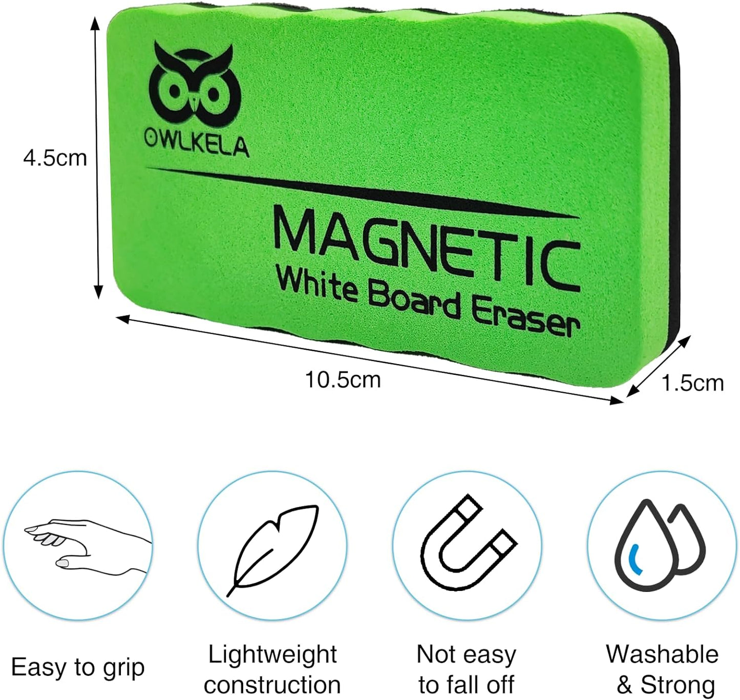 OWLKELA Magnetic Whiteboard Eraser, Dry Eraser Board Erasers, Dry Eraser for White Board, for Classroom, 4 Pack, Perfect for Home, College and Office Use