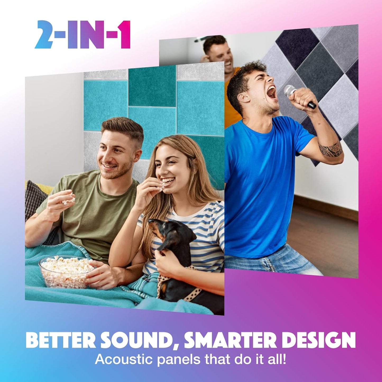 18 Pack Acoustic Panels Self Adhesive Sound absorbing Wall Panels, High Density Dampening Panel, 12X12X0.4 Inch Square Wall Panels in Home,Office,Reccording Room,Studio (Dark Blue)