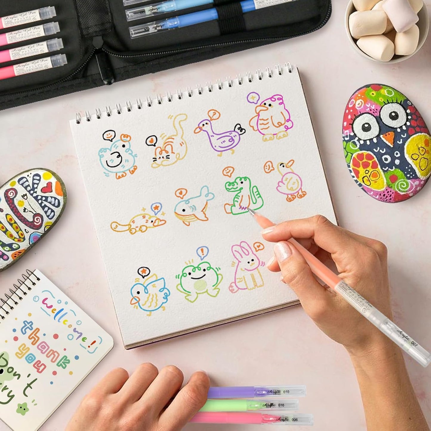 LIUILUCAI 24 Colors Paint Markers, 3D Acrylic Gel Pens,Bullet Tip Point, Acrylic Paint Pen for Canvas, DIY Crafts, Art, Drawing, Bullet Journaling-1.0 mm