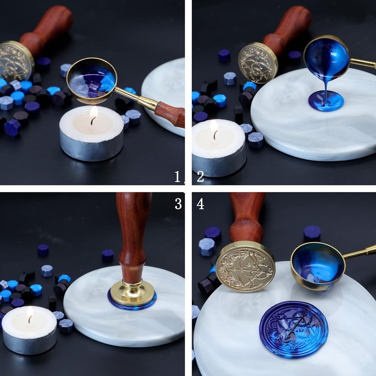 SWANGSA Triple Moon Goddess Wax Seal Stamp, 30mm Vintage Brass Head Sealing Stamp for Halloween, Christmas, Invitations, Wine Packages, Gift Idea