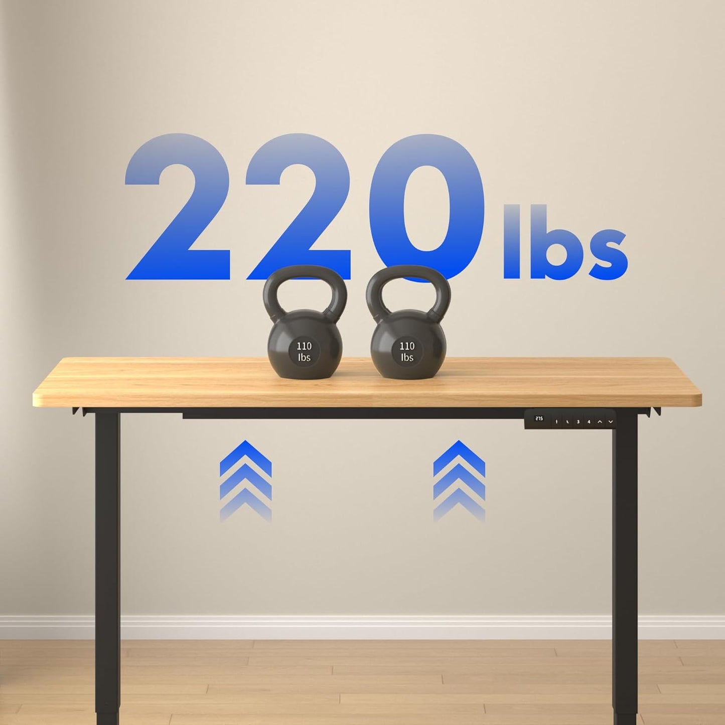 FLEXISPOT E3 Dual Motor Electric Standing Desk 48x24 Inch Whole-Piece Board Height Adjustable Electric Sit Stand Desk (Black Frame + Maple Desktop, 2 Packages)