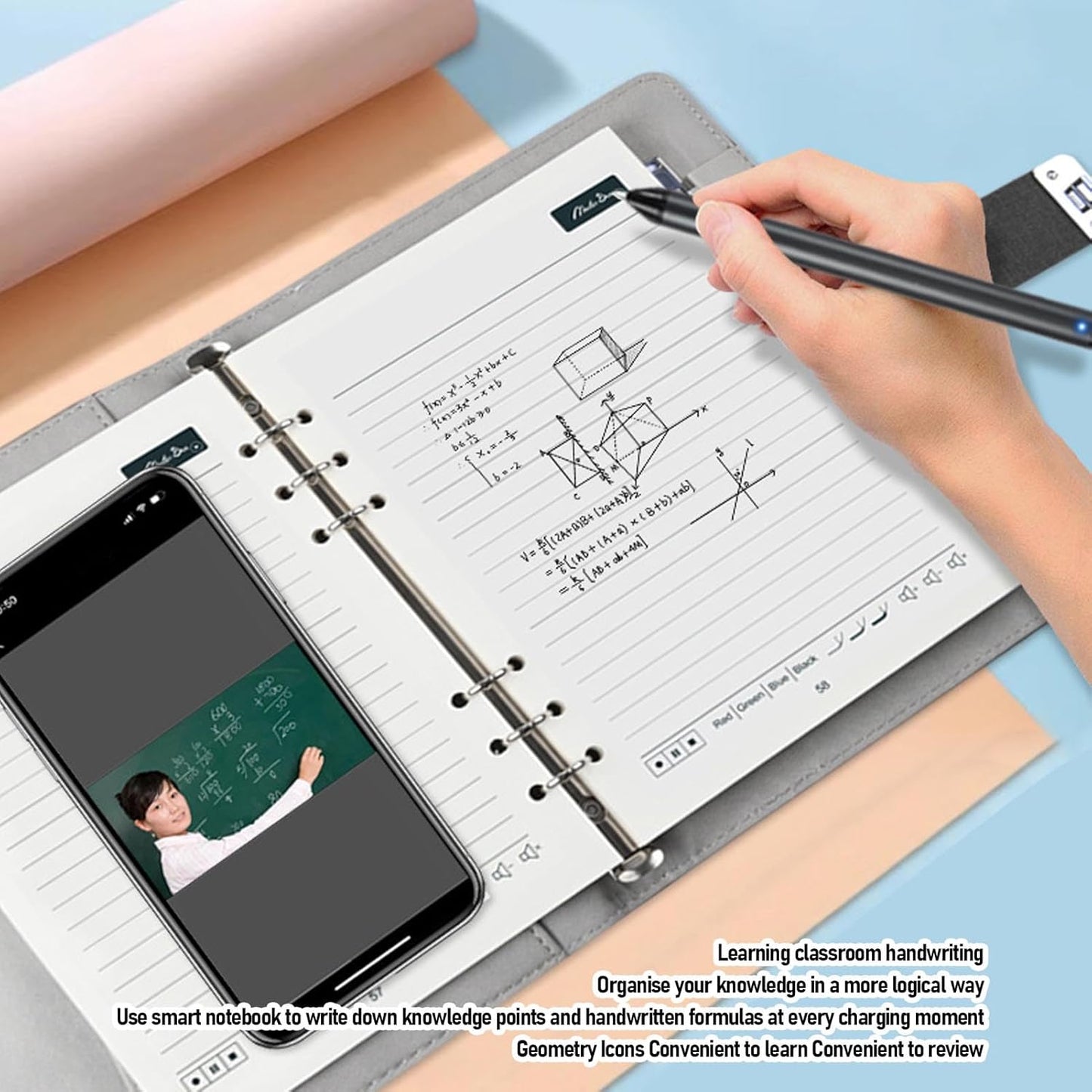 Yunseity 3 in1 Digital Smart Pen, Smartpen Notebook Set, Real Time Sync for Digitizing, Bluetooth 5.0 Paper Smart Writing Set, Convert to Text, OCR Technology, for iOS for Android (Black Grey