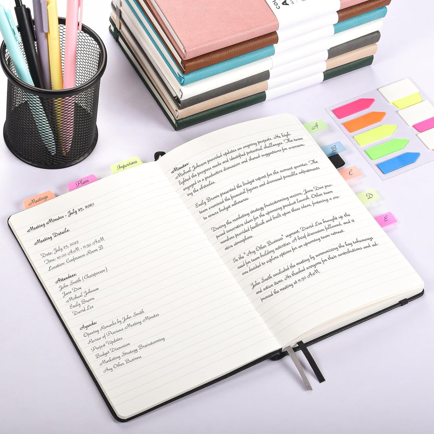 Lined Journal Notebook, 3 Pack A5 College Ruled Notebooks for Work, Hardcover Notebook Each with 2 Pockets & Pen, Leather Journal for Women, Men, 160 Pages, 100GSM Thick Paper (Multi-Colors 5.7"x8.3")