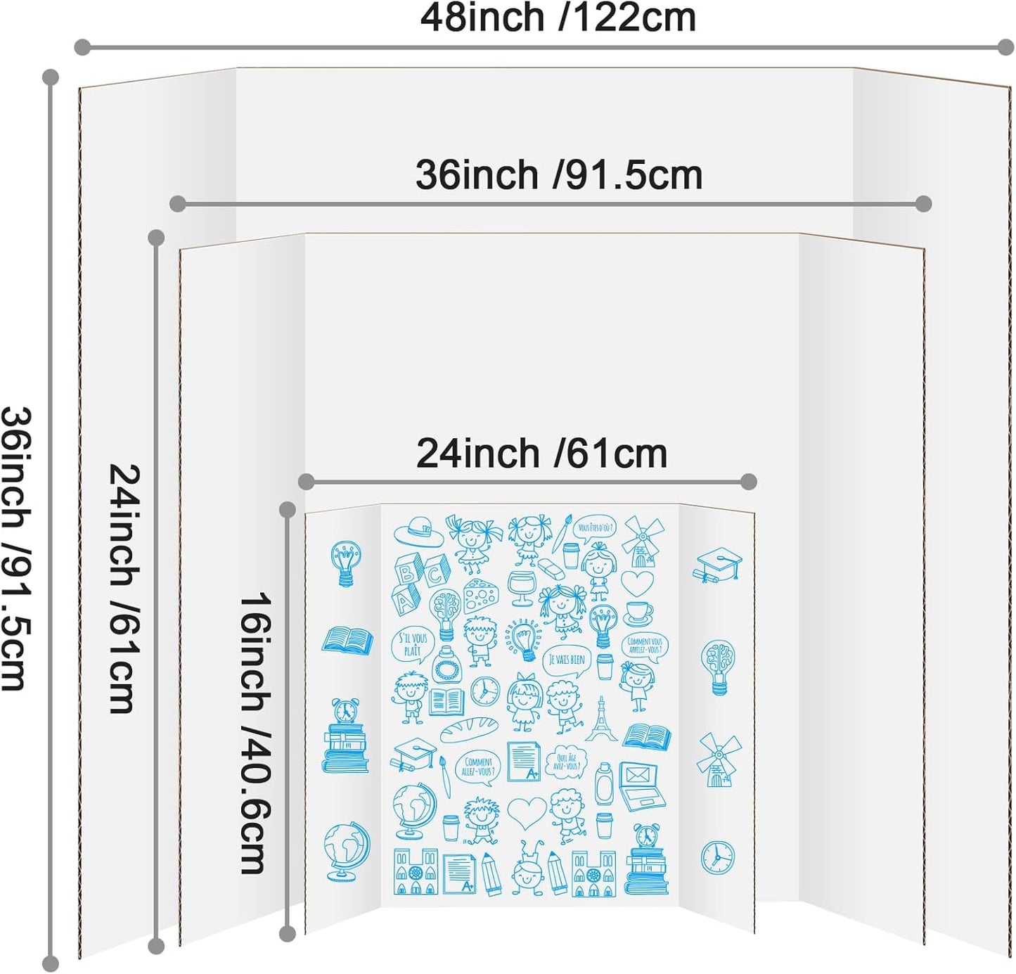 2 Pack Trifold Poster Board 48" X 36", IKAYAS Single sided White Poster Boards, Science Fair Display Boards Posterboard Foamboard for Mounting, Prints, Art, Display,Projects Classroom Supplies