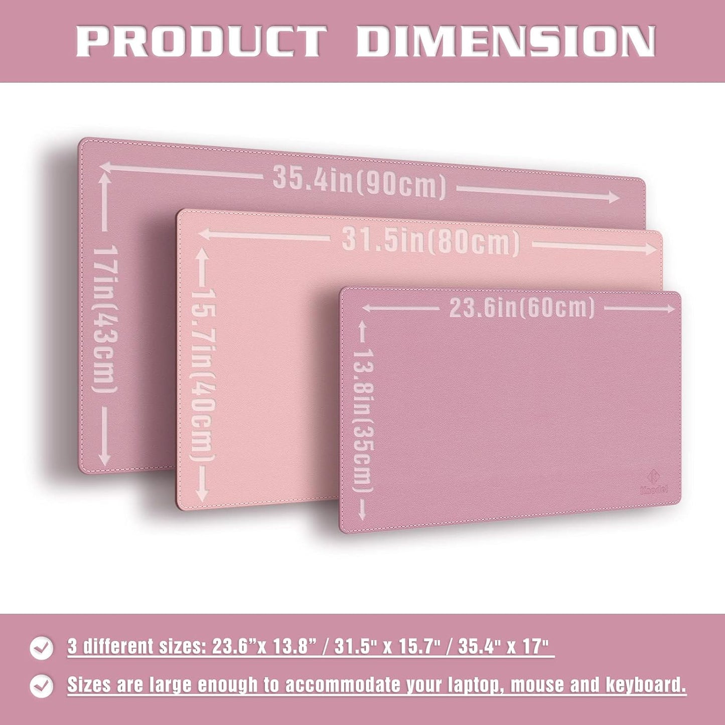 K KNODEL Desk Mat, Blotter, Dual-Sided Office Desk Pad, Waterproof Desk Mat for Desktop, Desk Blotters, PVC Leather Pad Protector (Purple, 31.5" x 15.7")