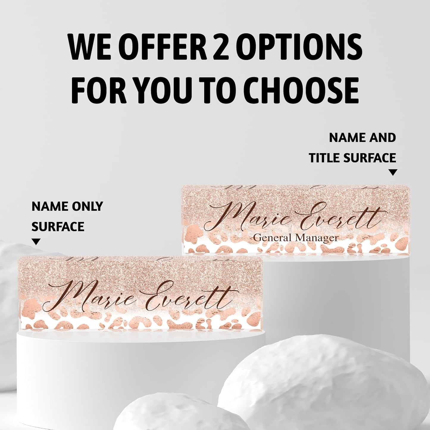 Personalized Name Plate for Desks, Custom Desk Name Plates, Acrylic Name Plate Office Desk Accessories, Personalized Office Gifts for Coworkers Teachers, Employee Appreciation Gifts (B-Leopard Print)