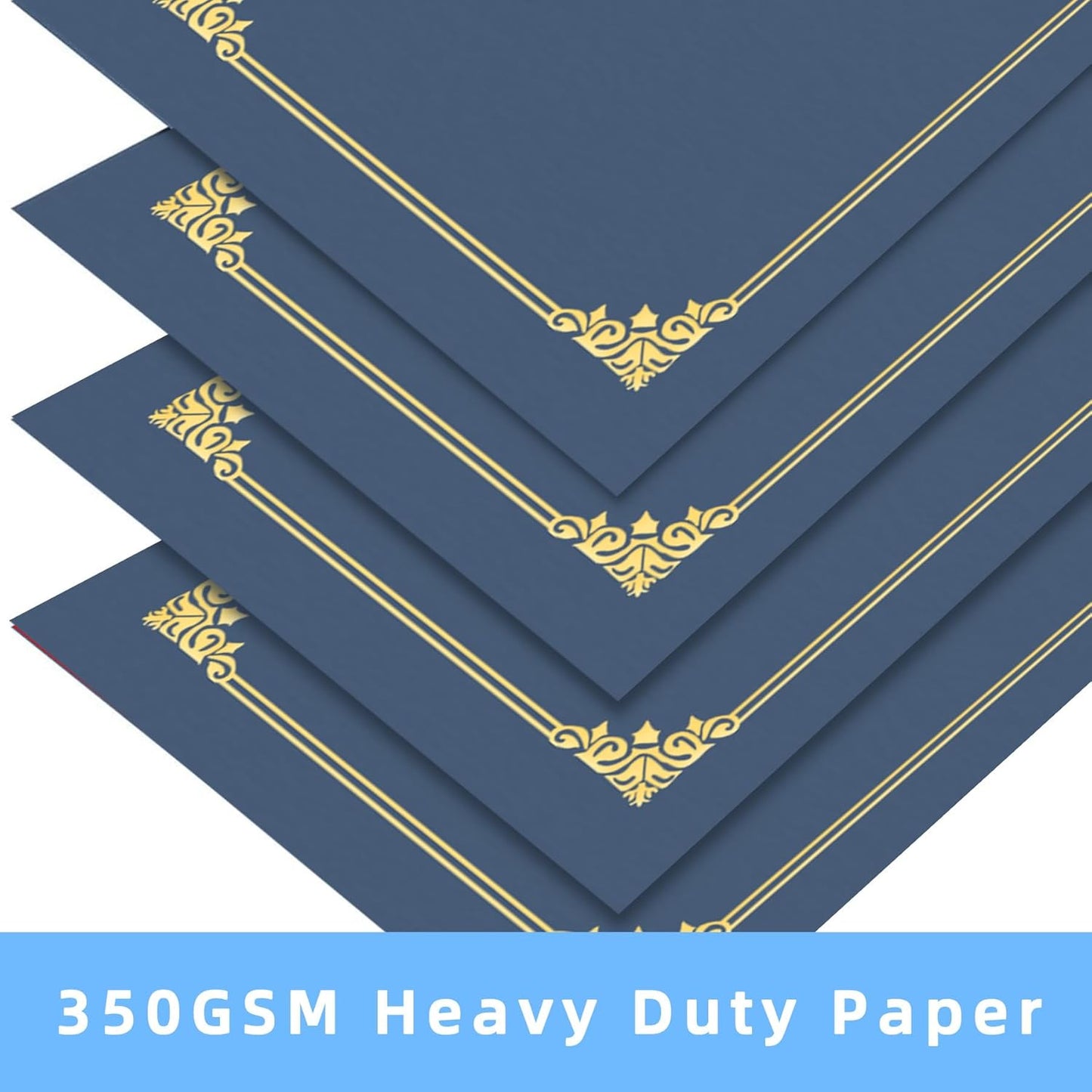 HAUTOCO 90 Pack Certificate Holders, Navy Blue Diploma Holders, Document Award Covers Certificate Folders with Gold Foil Border for 8.5x11 Letter Size