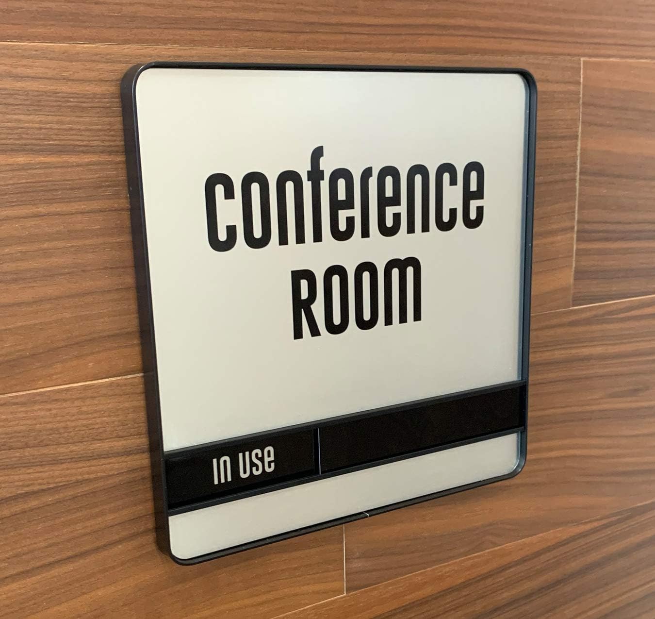 NapTags Conference Room Slider Signs (Silver - Black Frame, 8" x 8")