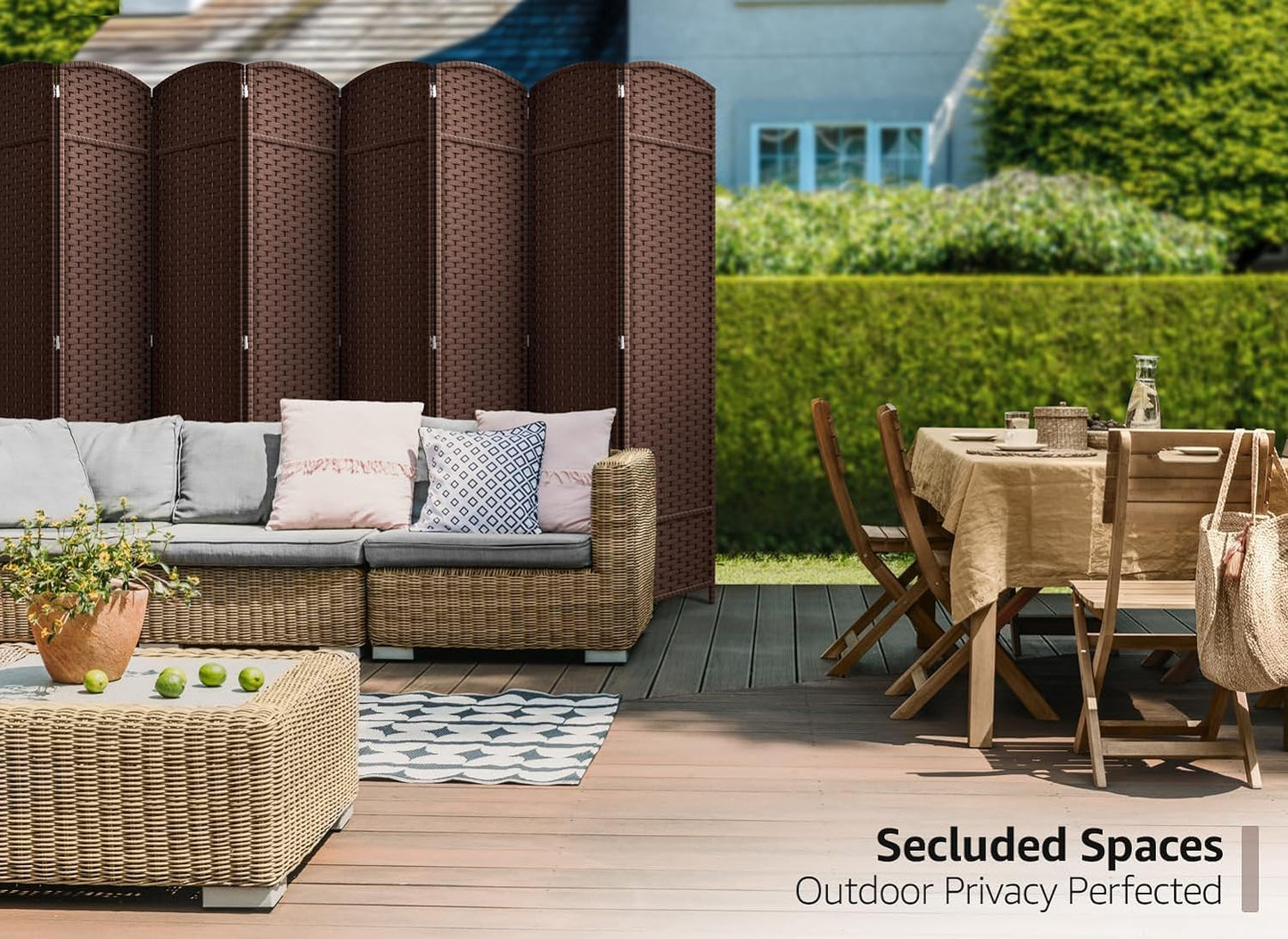 Sorbus 8 Panel Room Divider 6 ft. Tall - Privacy Screen, Extra Wide Double Hinged Panels, Mesh Hand-Woven Design, Partition Room Dividers and Folding Privacy Screens, Wall Divider for Room Separation