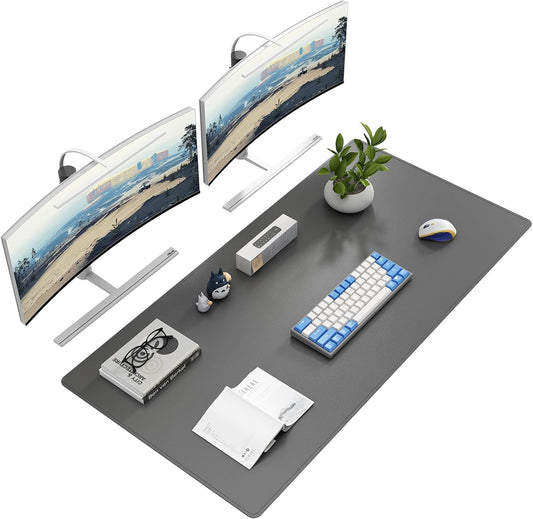 DAWNTREES Desk Mat Protector,PU Leather Desk Pad,Non Slip, Large Mouse Pad and Keyboard Mat, Waterproof Writing Pad for Office and Home (Dark Gray,47.2''x23.6'')