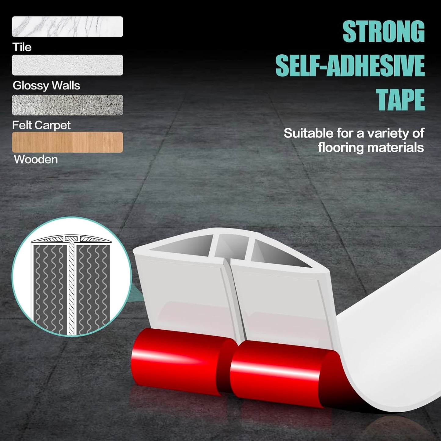 Floor Cord Cover Self Adhesive Cord Hider,3.3FT Cable Management, Extension Strip Protector for Wires, Prevent Cable Trips for Offices, Gyms, Exhibitions Cavity:0.39"(W) x 0.27"(H) White