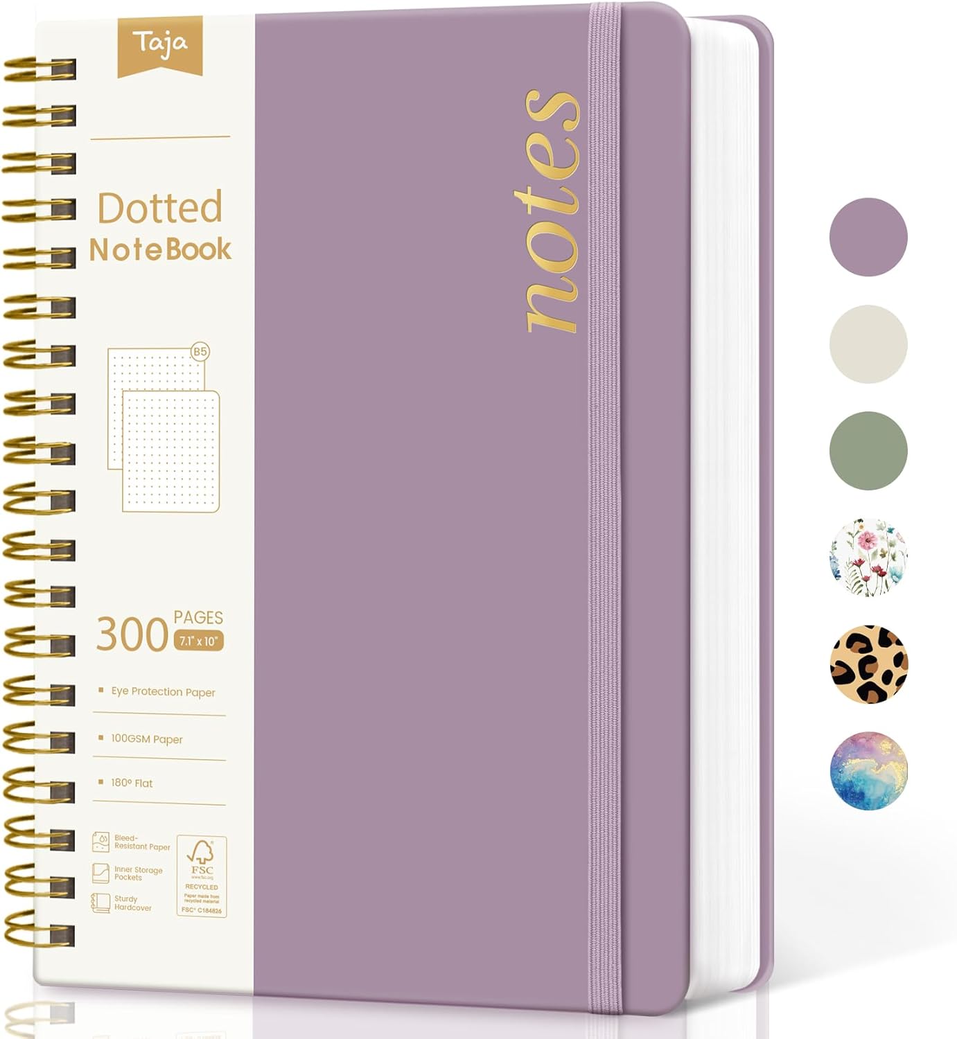 Spiral Dotted Notebook Journal for Work, 300 Pages, Thick B5 (7.1"x10") Bullet Dotted Journal for Women & Writing, Hardcover Notebook for Note Taking, Perfect for Work School Note Taking Business, Purple