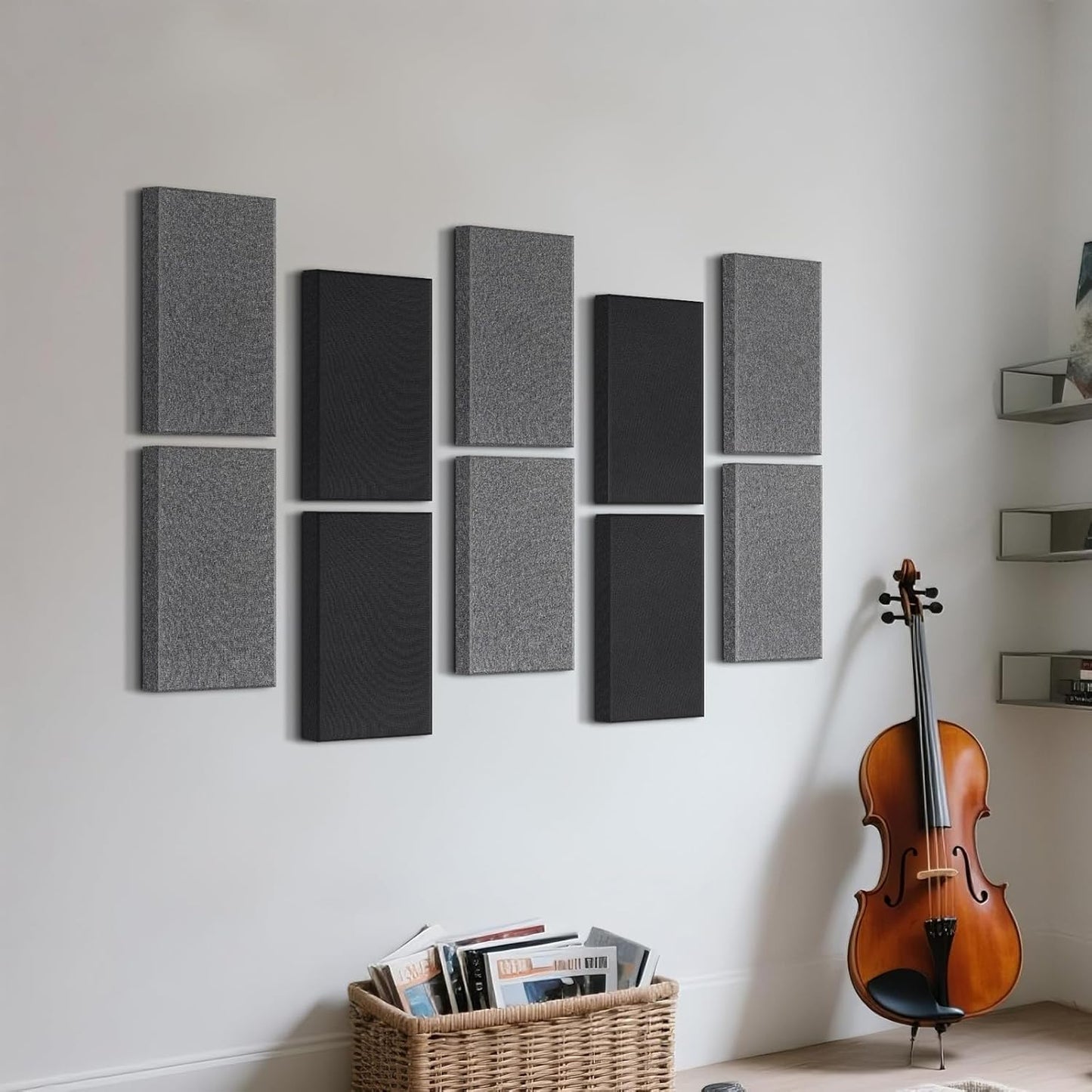 UMIACOUSTICS 4 PCS Acoustic Panels with Hanging Brackets, 2” Thick Fiberglass Sound Proof Panels Removable for Studios, Office, Home Theater Wall- Charcoal Grey