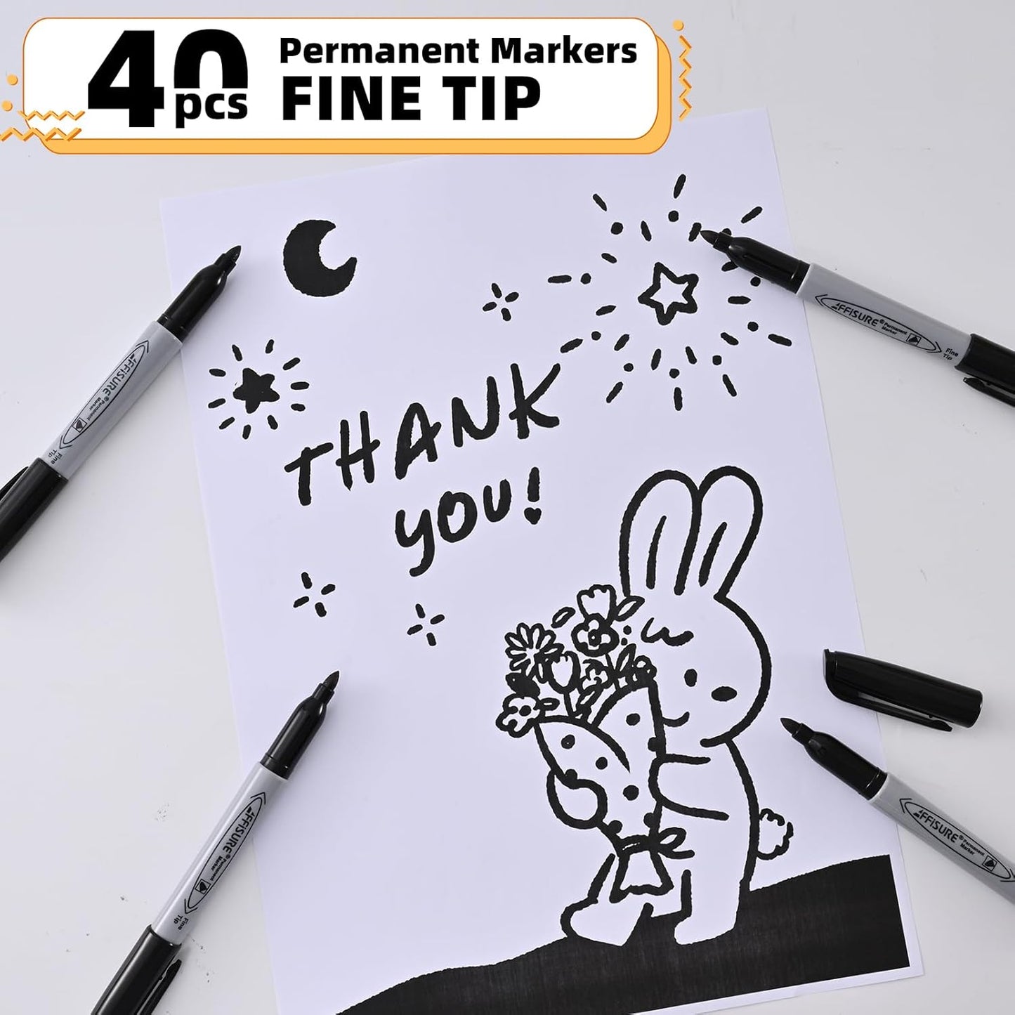 Permanent markers, 40 packs permanent markers bulk, quick drying in one second, smooth, not easy to erase, durable, can be marked on glass, tiles and cloth, office supplies,Gray shell