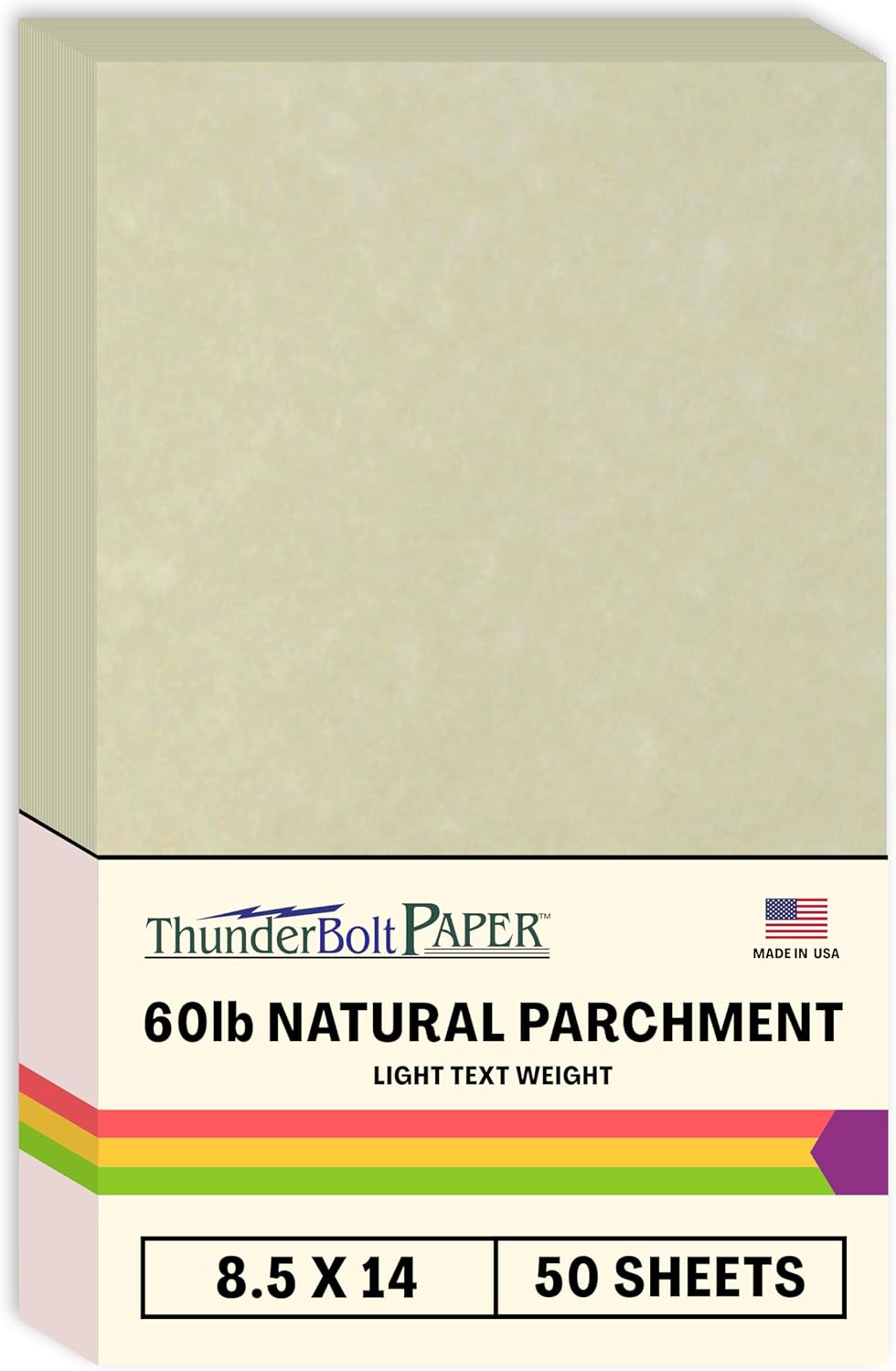 50 Natural Parchment 60# Text (=24# Bond) Paper Sheets - 8.5 X 14 inches Legal Size - 60 Pound is Not Card Weight - Vintage Colored Old Parchment Semblance