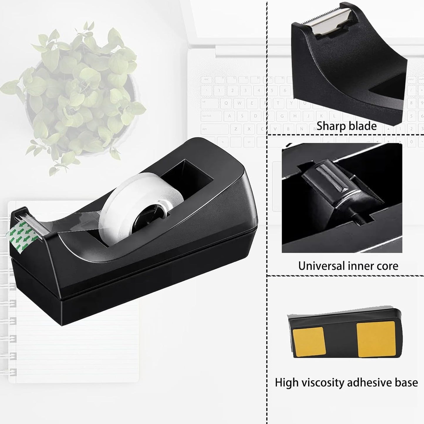 Transparent Tape with Dispenser 10 Pack Tape Dispensers Desk unweighted Non Skid Base Desktop Dispenser Bulk for Office Home School