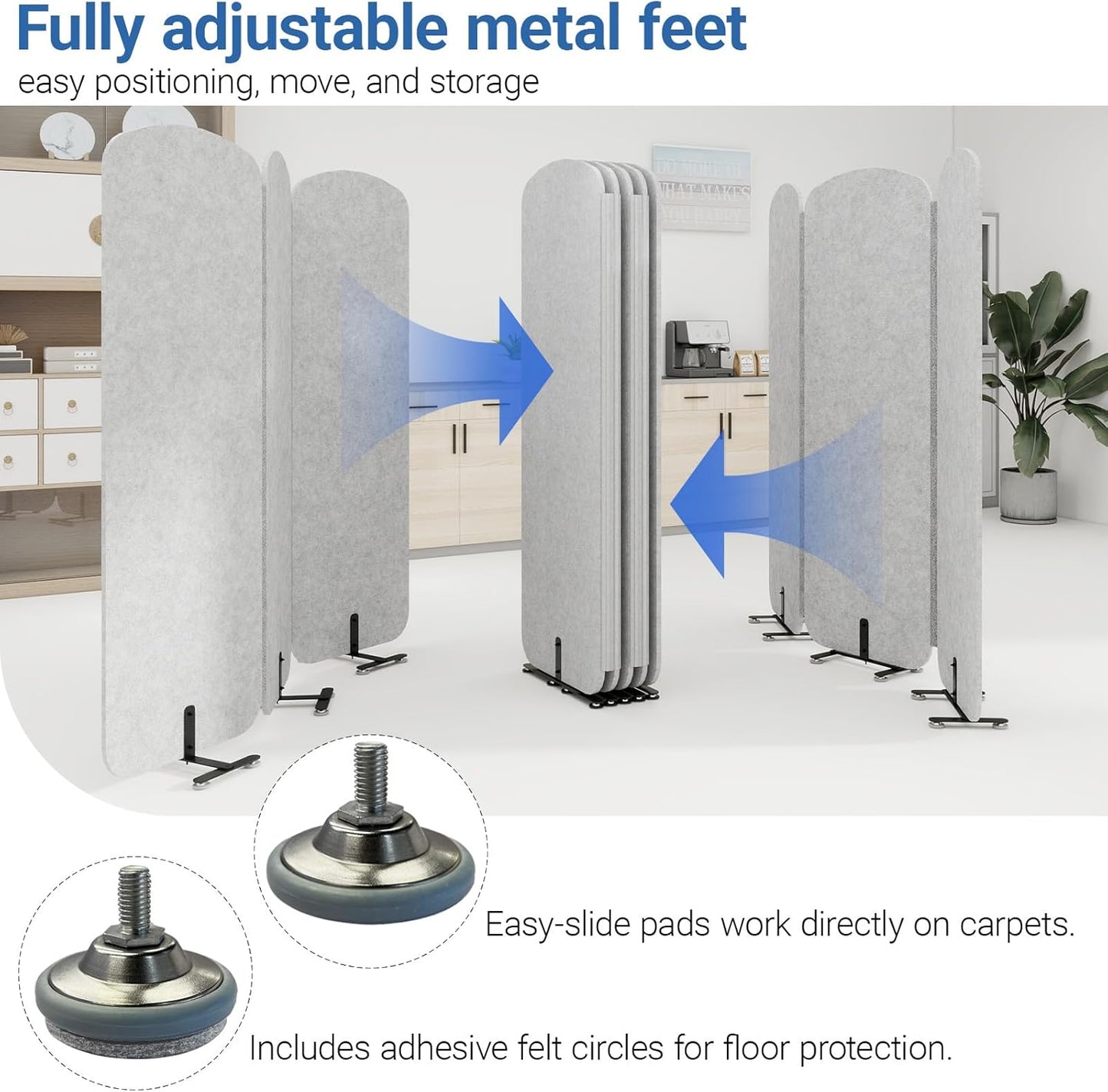Natwind 3 Panel 73.2 x 71 inch Office Room Privacy Protect Space Divider Portable Partition,Wall Folding Cubicle Indoor Freestanding Acoustic Partition Temporary for Office Room