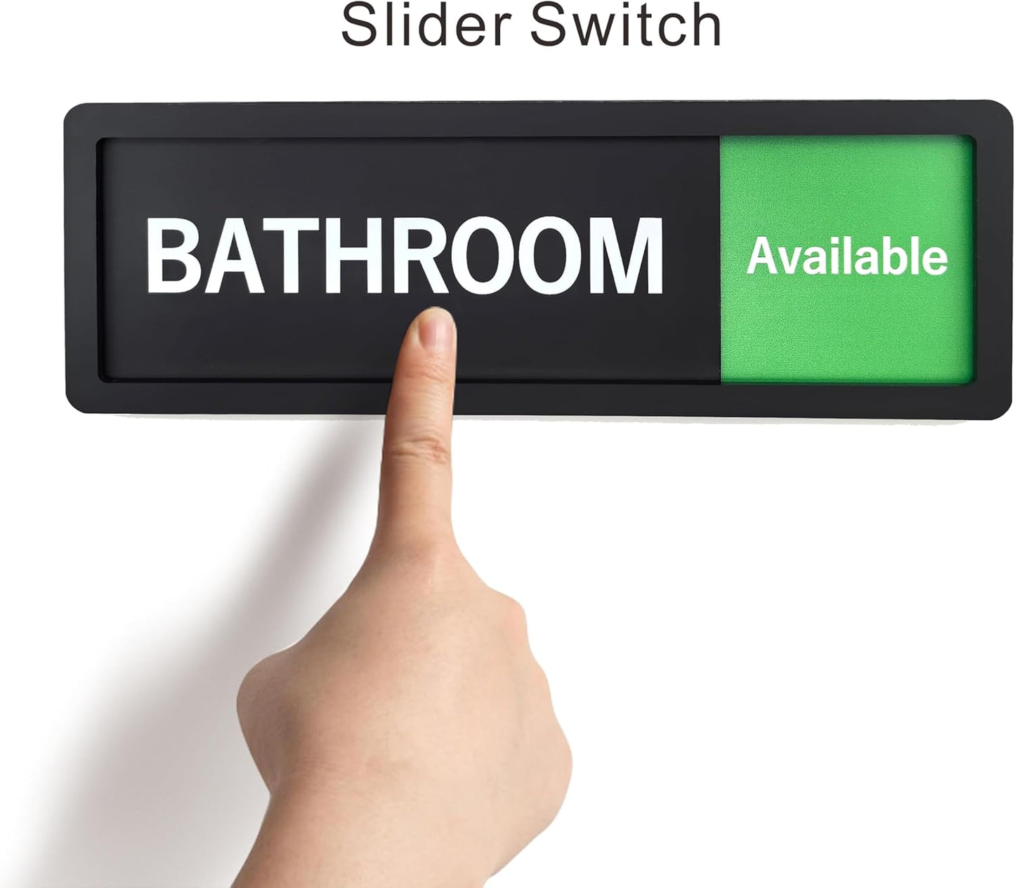 Bathroom Sign – In Use / Available Slide Switch Sign, Premium Durable Acrylic Material, Super Strong Self-Adhesive, Quick Installation, Suitable For Your Home And Business (9×3 Inches, Black) (Bathroom)