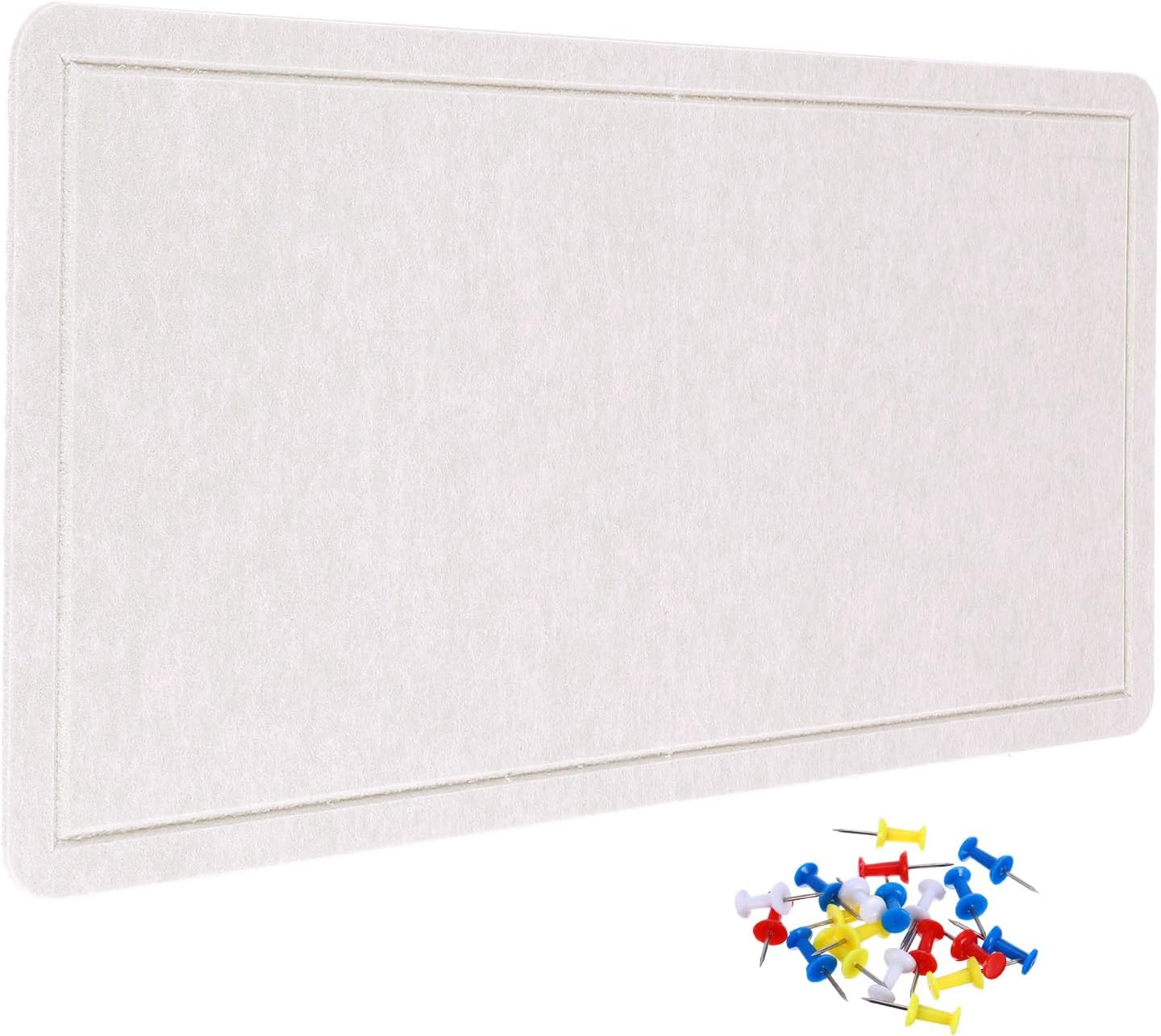 YOKIVE Felt Bulletin Board, 35 x 17.5 -Inch Foldable Decorative Pin Board Self Adhesive Felt Cork Board with 20 Pushpins, Great for Wall, Photo Display, Paste Note, Schedule(Light Camel)