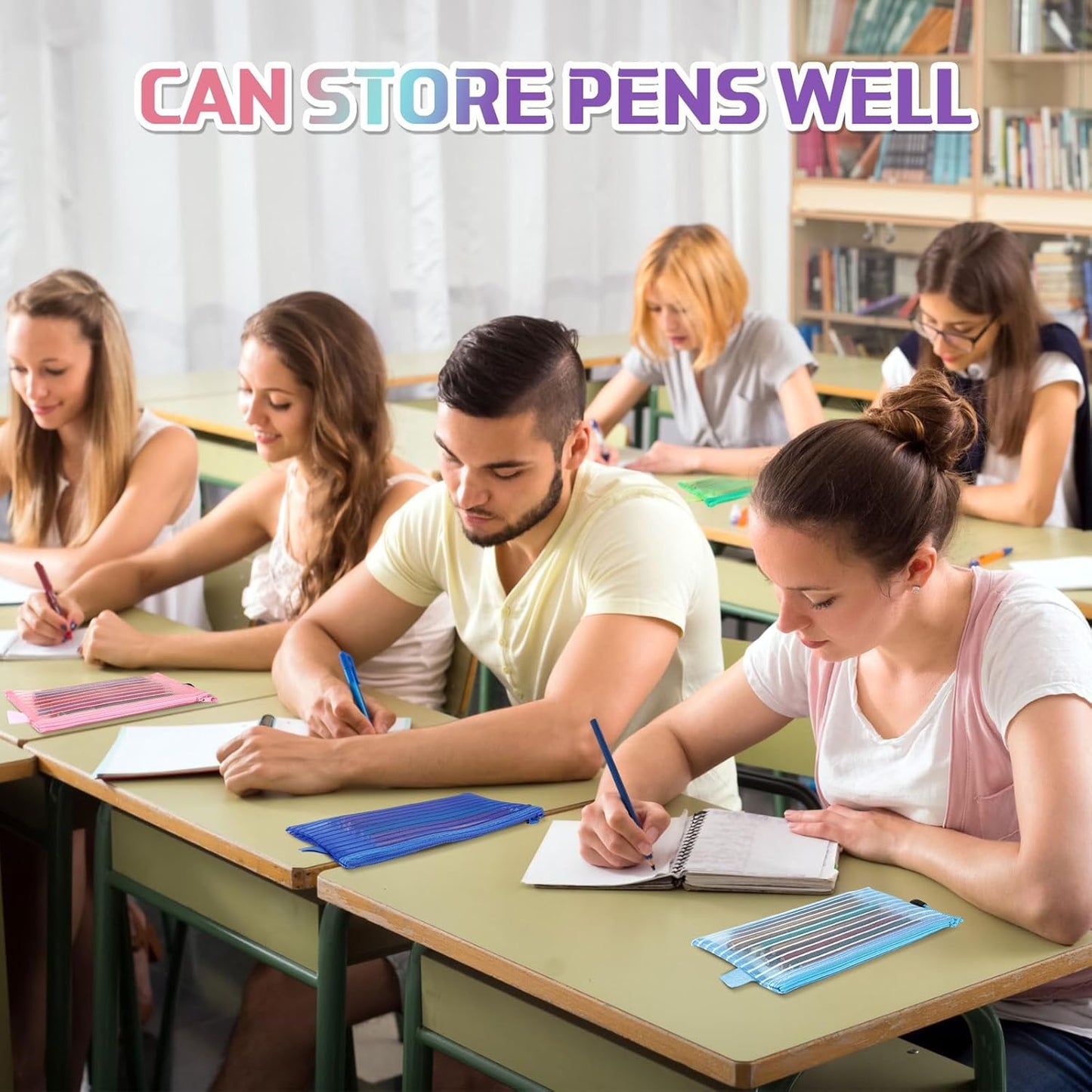 Zhehao 200 Pieces A6 Mesh Zipper Pouch Bulk Mesh Bags with Zipper Waterproof Small Pencil Pouches for School Office Supplies Organization 9.4 x 4.5 Inches (Bright Colors)