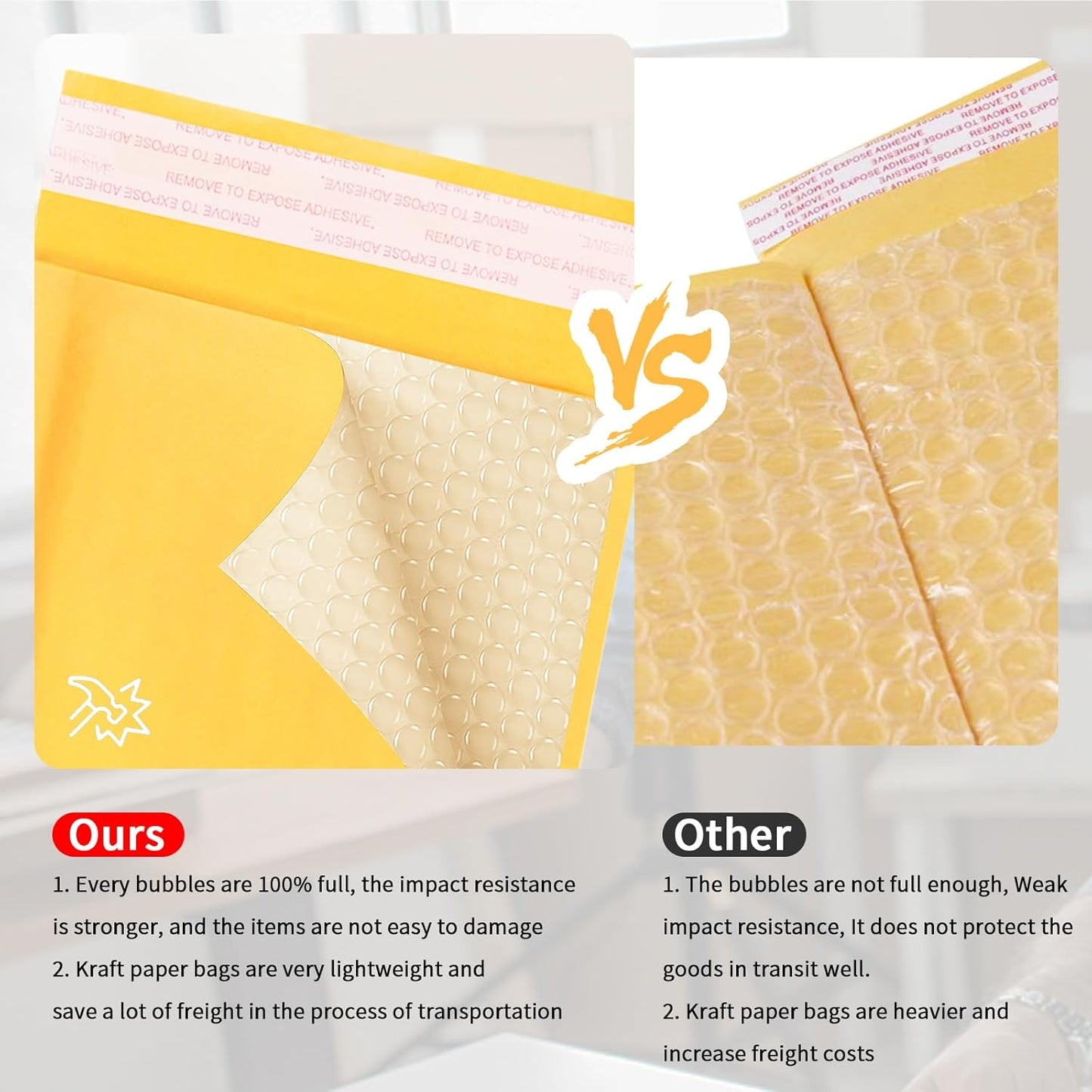 Kraft Bubble Mailers 8.5x11inch 25Pack Yellow Self-Seal Padded Envelopes Bubble Opaque Padded Mailers Shipping Bags for Small Businesses to Package and Mail Jewelry Cosmetics, Electronic Products