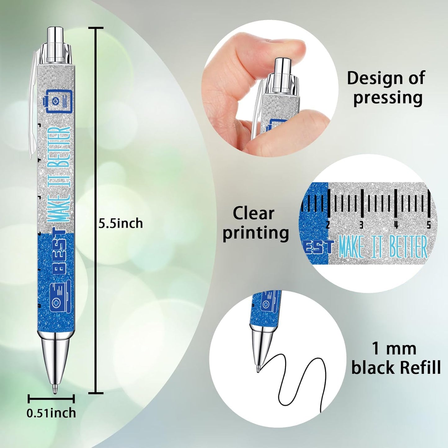 Idealmuzik 8 Nurse Ballpoint Pens,Gift for Nurse Week, Lovely Cartoon Cute Retractable Nursing Funny Ink for Medical Assistants Students Workers Office Appreciation Gifts