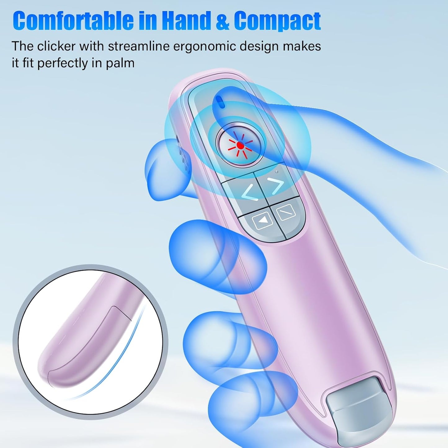 Presentation Clicker Wireless Presenter Remote Clicker, USB C PowerPoint Clicker for Presentation with Laser Pointer, RF 2.4GHz Computer Pointer Clicker Slide Advancer for Mac