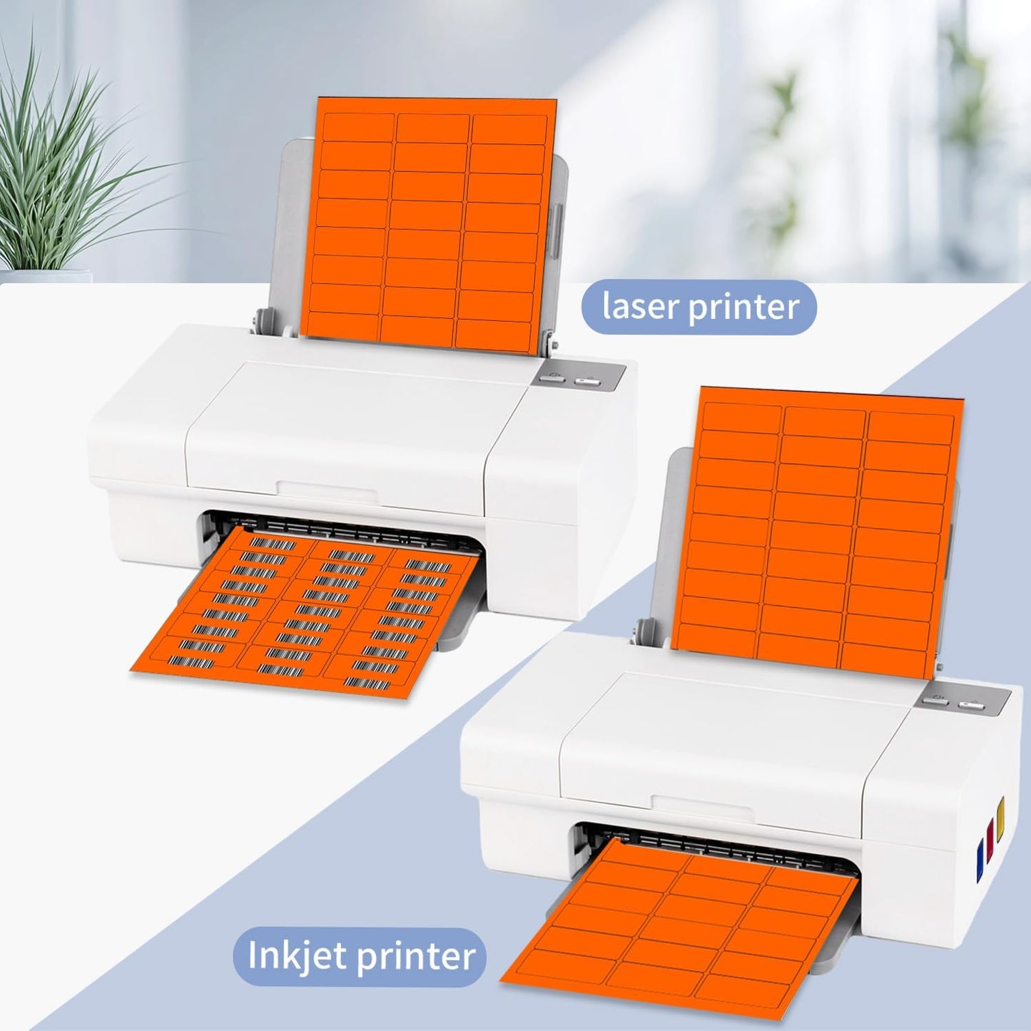 1" x 2-5/8" Address Labels 600 Labels Sticker Paper for Laser/Ink Jet Printer mailing Labels 8.5"×11" Fluorescent Orange 30 per Sheet