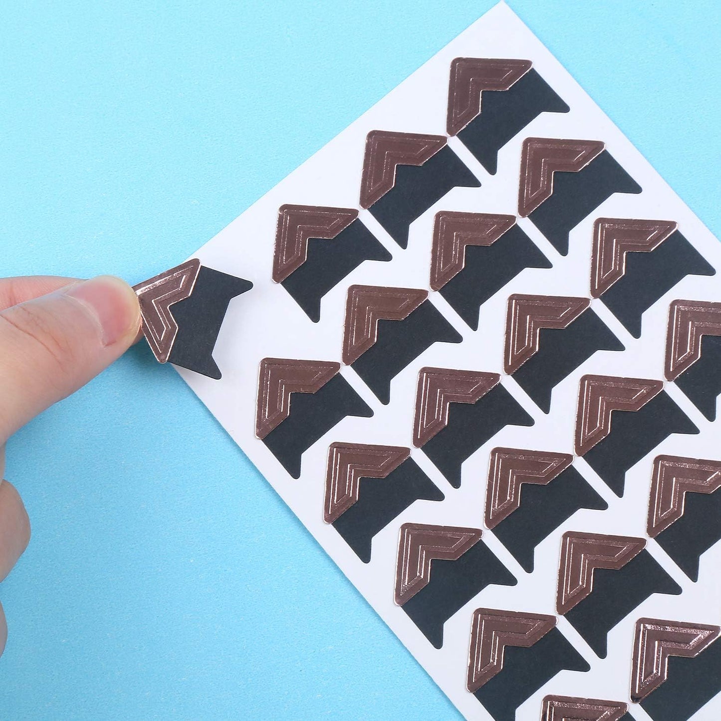 DERAYEE 12 Sheets Photo Corner Stickers, 6 Colors Self Adhesive Photo Mounting Corners for Scrapbooking Photo Album Diary DIY Craft