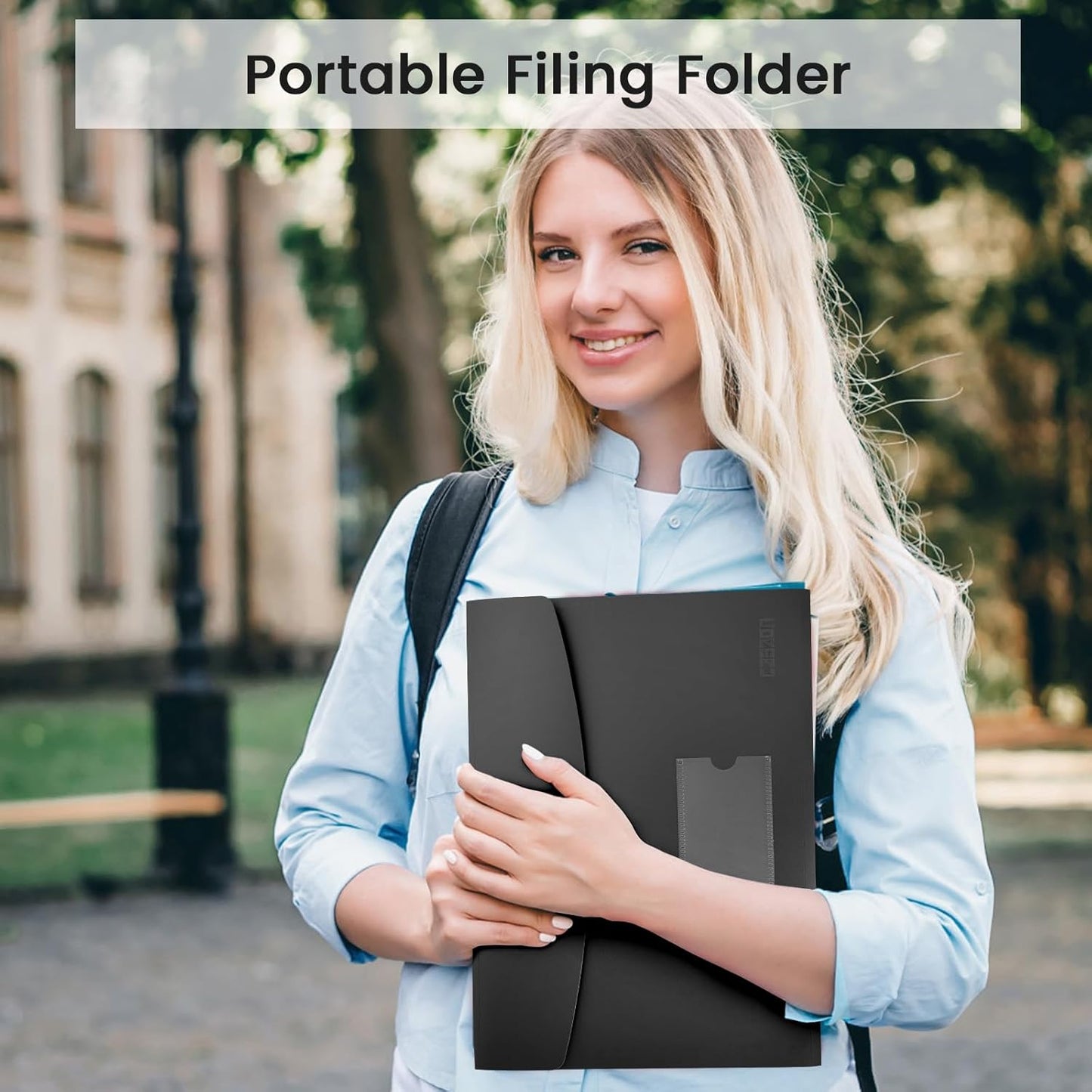 13 Pocket Expanding File Folder Accordian File Organizer, A4 Letter Size Paper Document Receipt Holder for School Office Supplies, Black