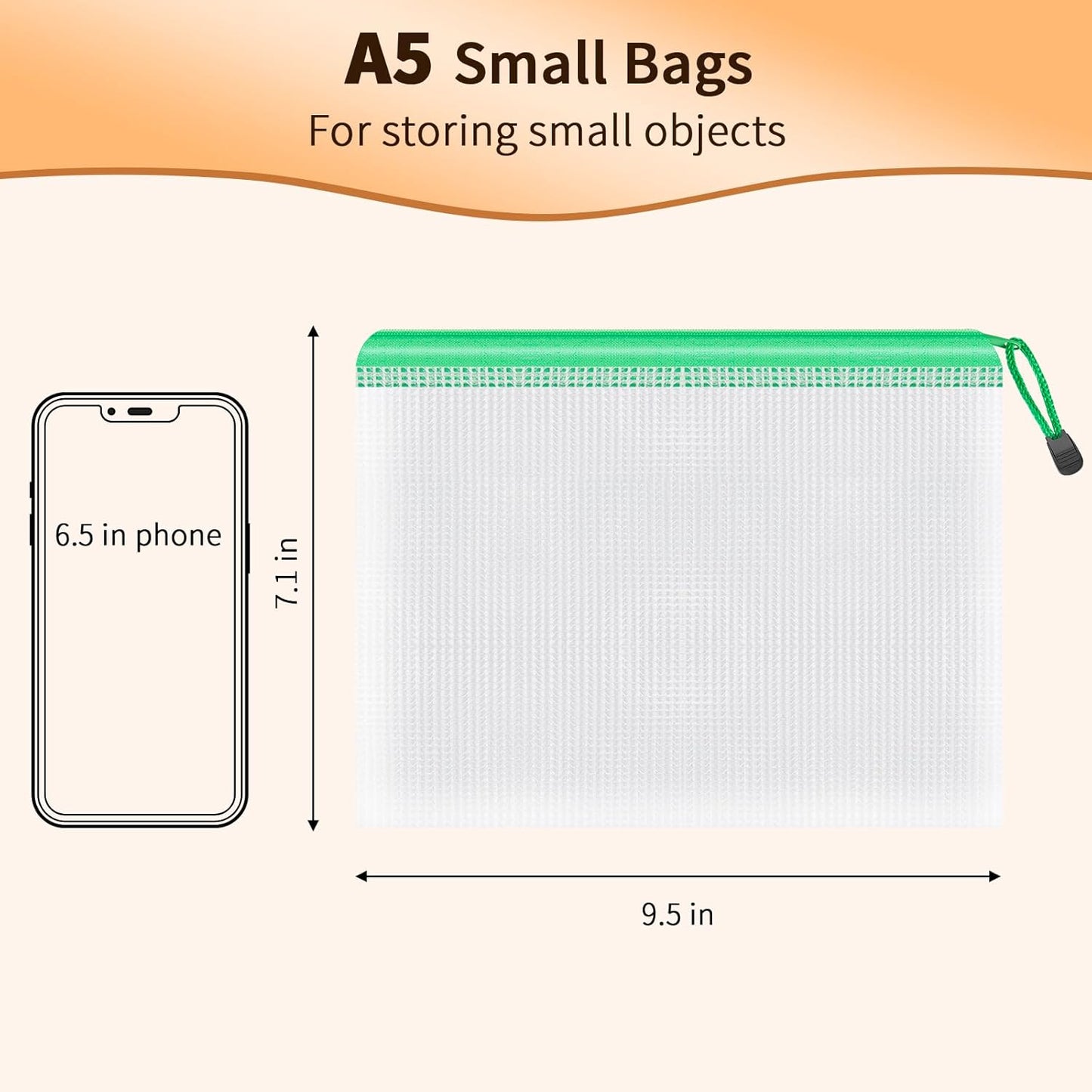 Umriox Zipper Mesh Document Pouch, 9.5x7.1 in (6 Colors, 18 Packs), Clear Zipper Pouches, Waterproof Zipper Pouches for Office Supplies Cosmetics Travel Storage