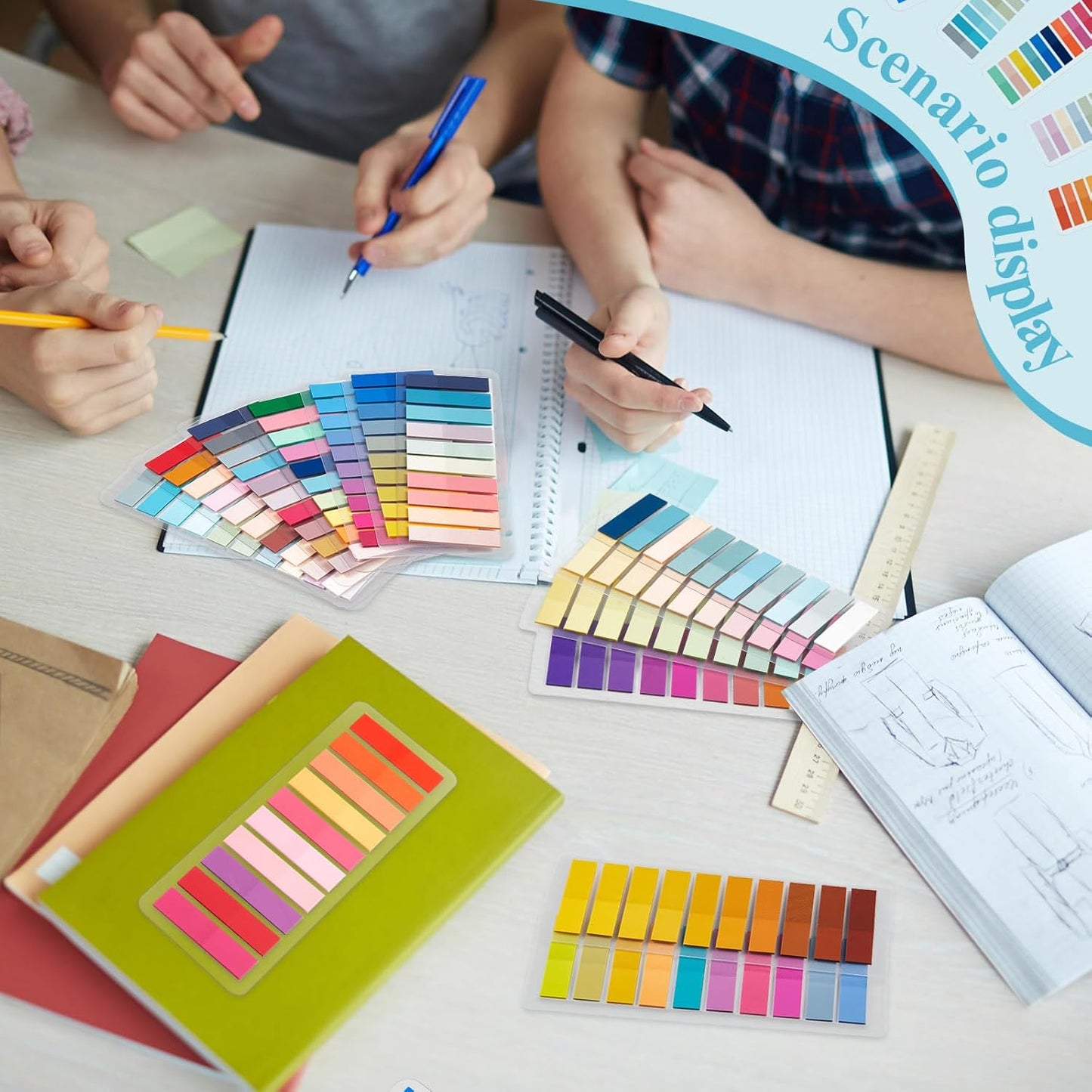 ReliThick 8000 Pcs Annotation tabs Sticky Tabs for Books Transparent Sticky Notes Multi Colored Writable Page Markers Book Flags Strip for Annotating Reading Supplies Bookish Gift (Gradient Color)