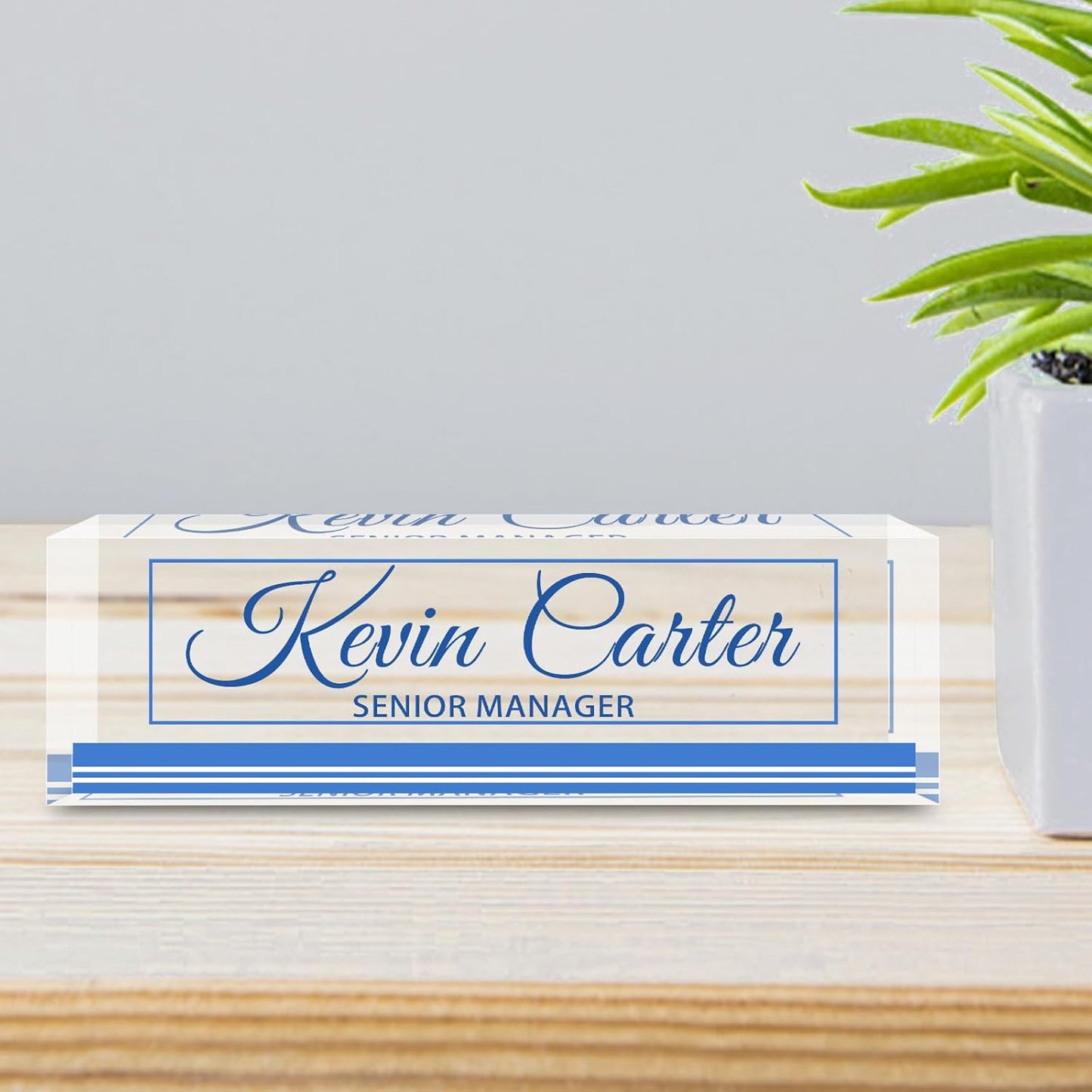 Name Plate for Desk Personalized, Acrylic Desk Decorations, Employee Appreciation Gifts, Custom Office Gifts for Coworkers, Boss, Teacher, Nurse (Business Blue)