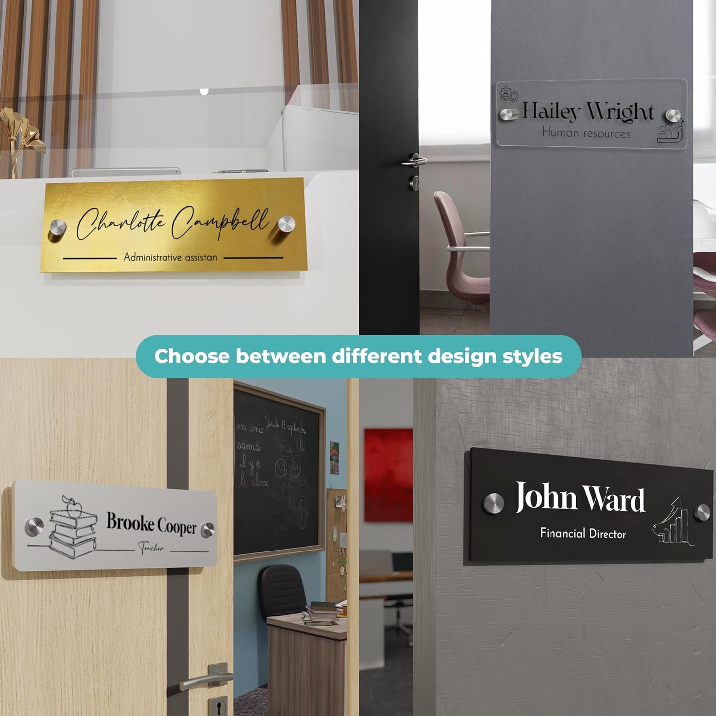 EGD Acrylic Door Name Plate Personalized I Custom Acrylic Sign I Cute Office Accessories Decor I Custom Office Door Signs (10 x 3.5 Inch) (4. Door/Wall Name)