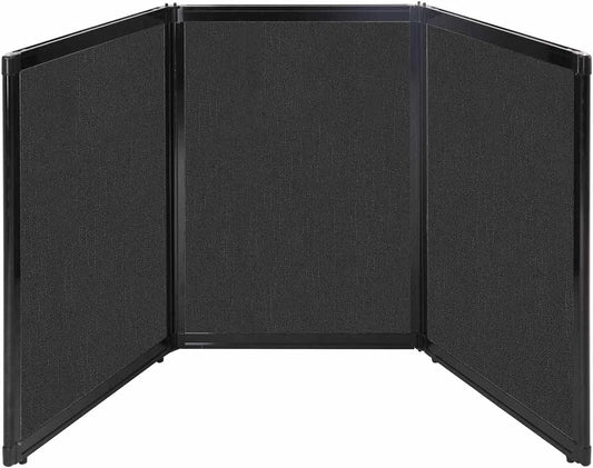 Versare Folding Tabletop Display | 3-Panel Partition | Lightweight Portable Workspace Divider | Black 78" x 36"
